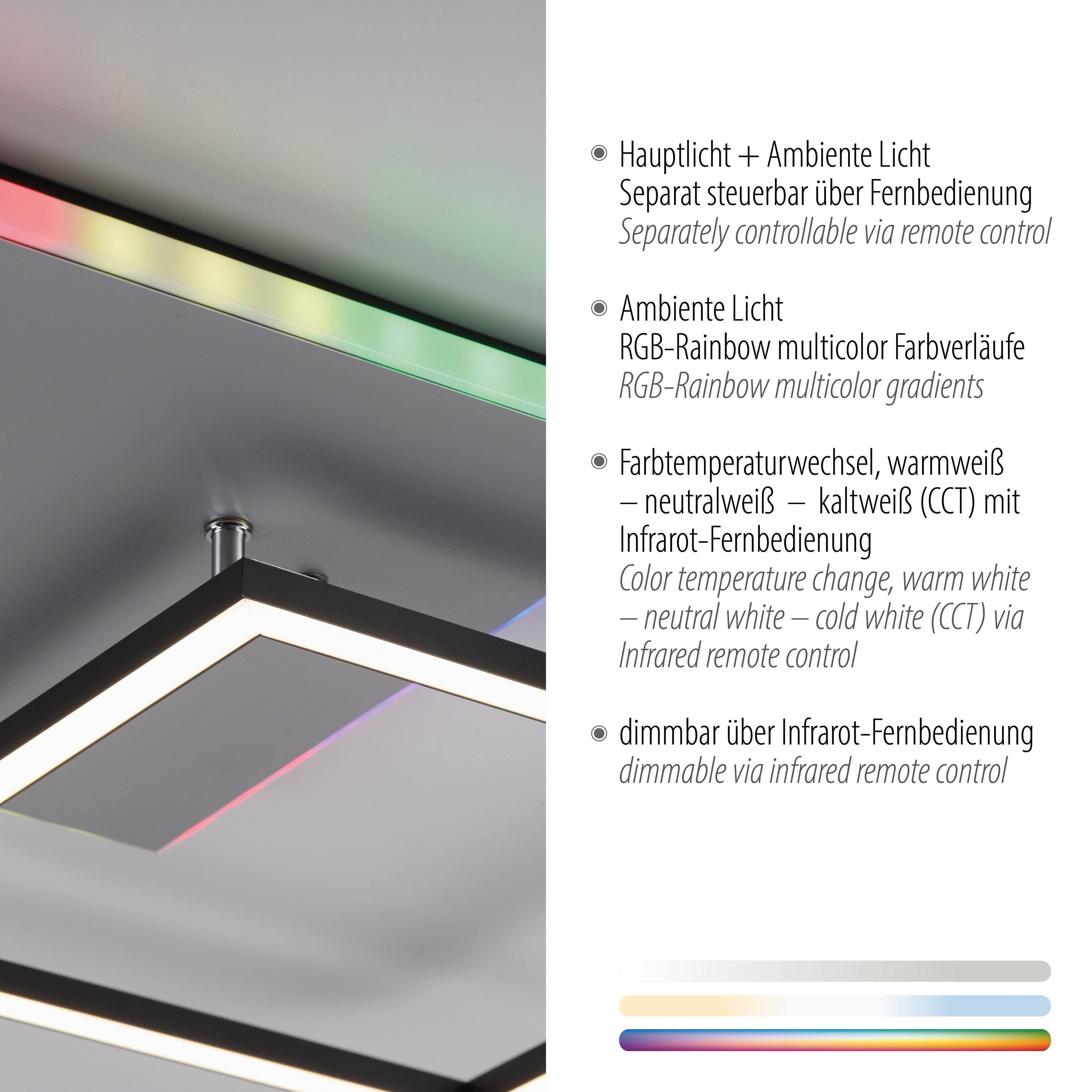 JUST LIGHT LED-Deckenleuchte 11327-95 alufarbig, 31 W, 3200 lm, CCT, RGB JUST LIGHT LED-Deckenleuchte 11327-95 alufarbig, 31 W, 3200 lm, CCT, RGB