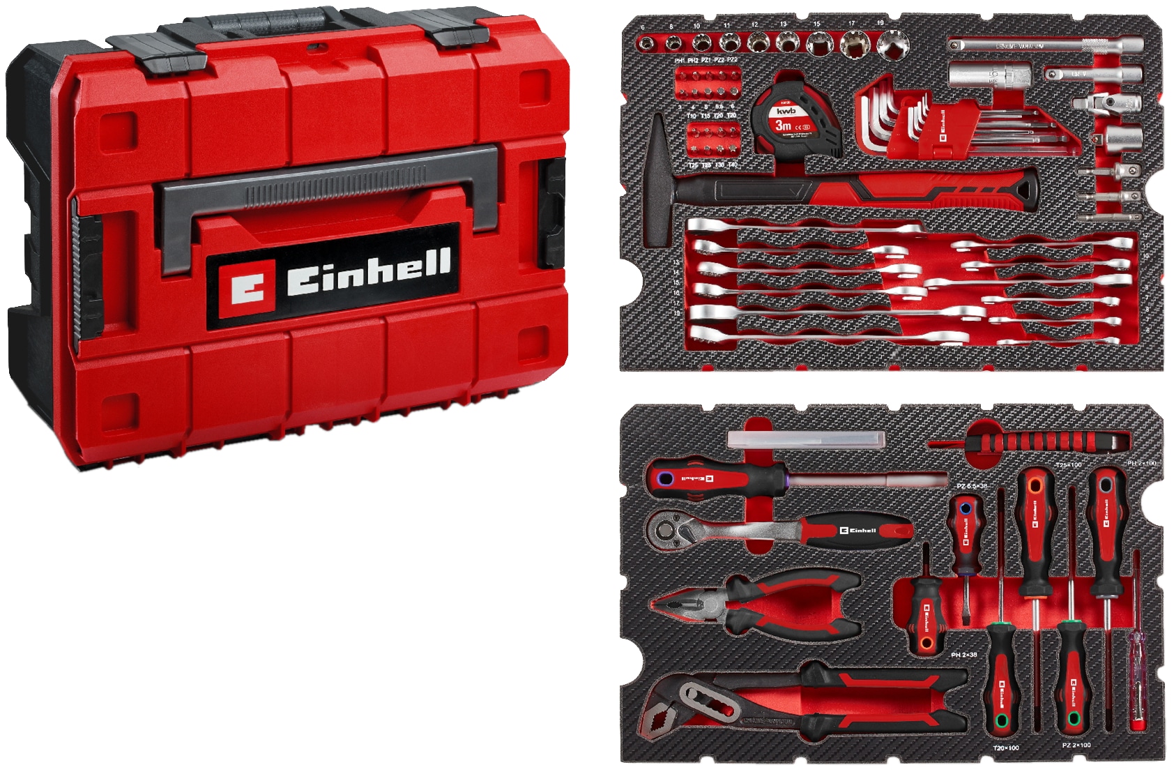 EINHELL Werkzeugkoffer, 370570, E-Case, 80-teilig