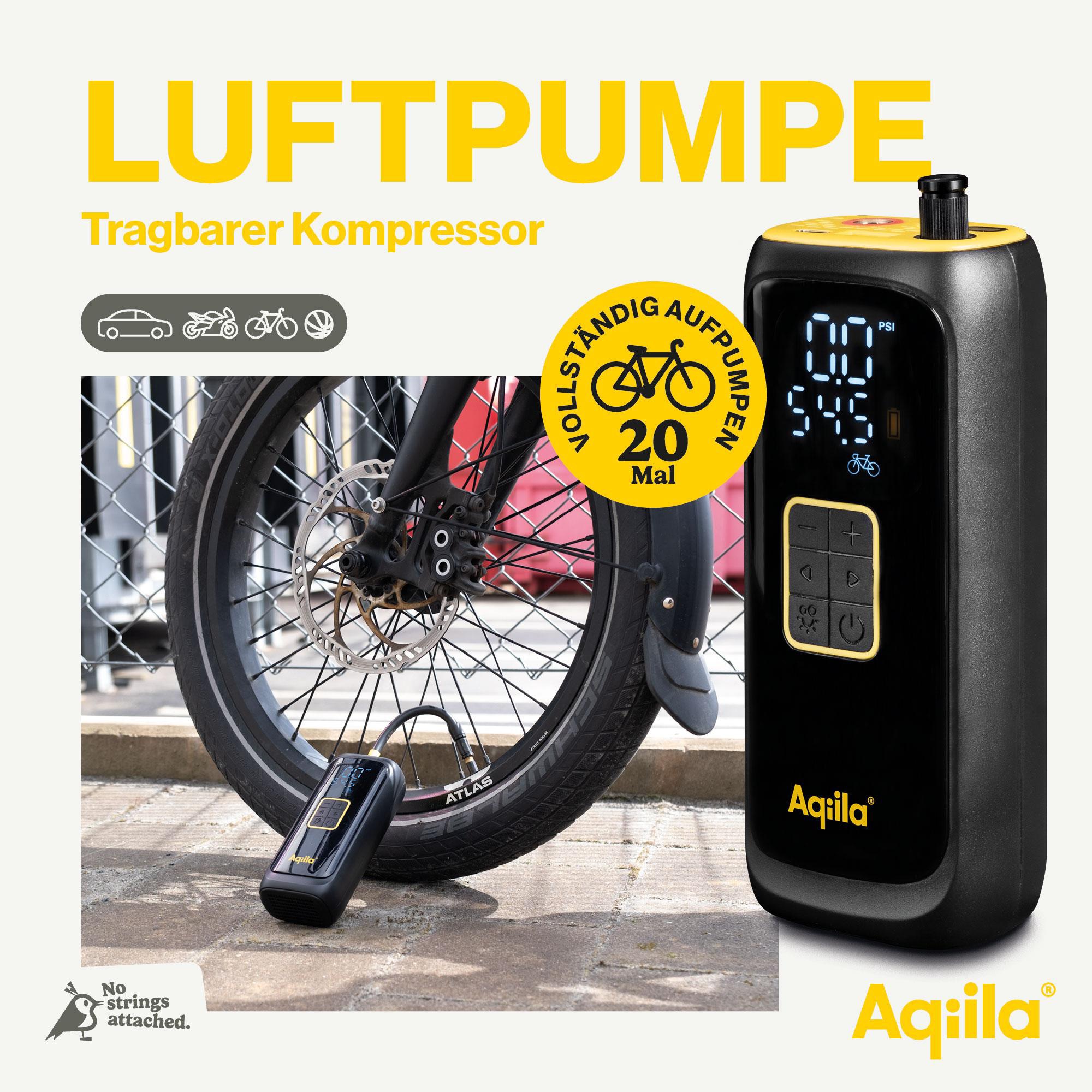 AQIILA C4, tragbare Luftpumpe/Kompressor, Lampe & Powerbank AQIILA Powerbank C4, 4000mAh, mit Kompressor 10 bar u. Lampe