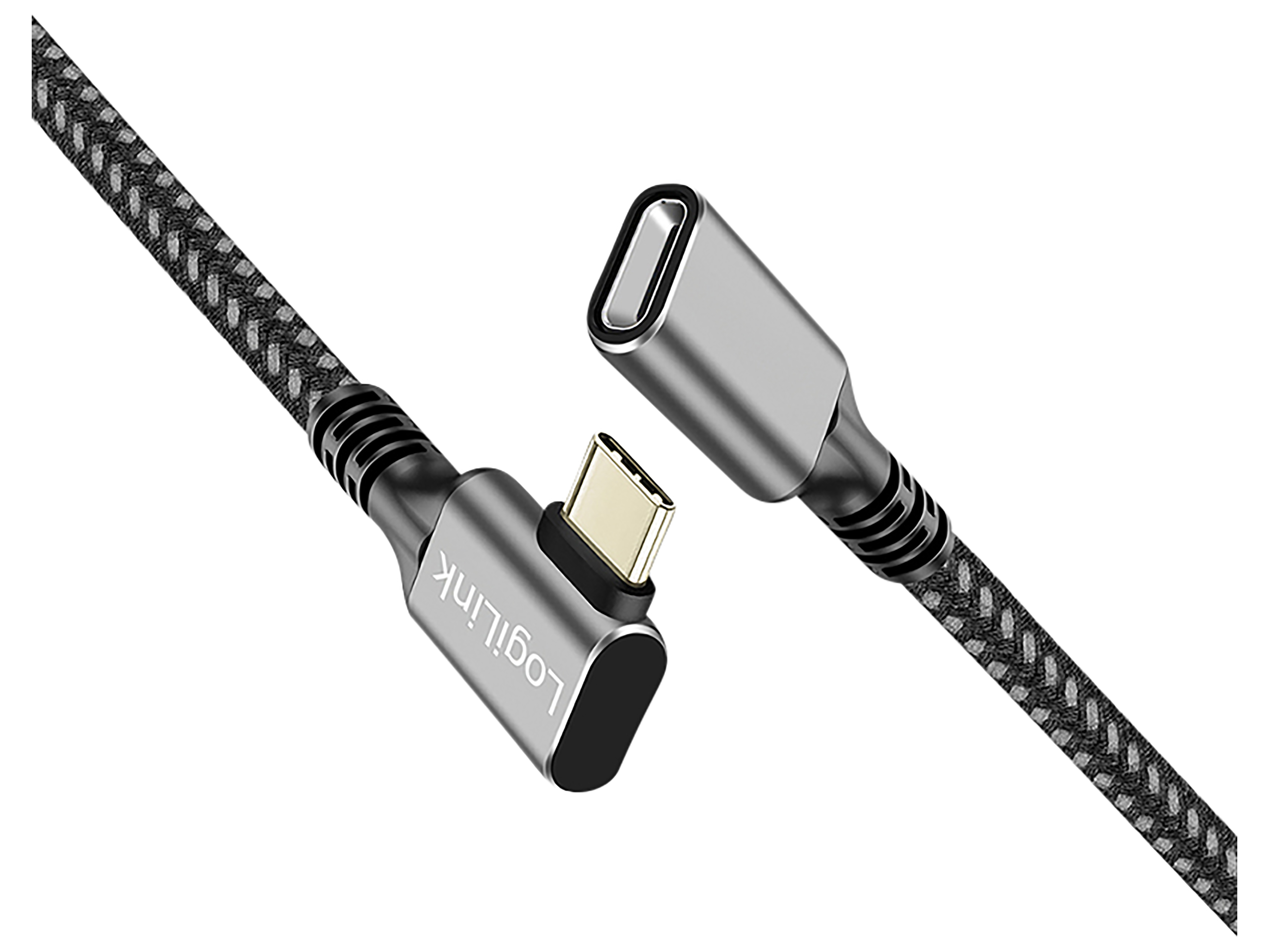 LOGILINK USB3.2 Kabel CUA0110 USB-C M 90°/USB-C F PD AV Alu 0,5m schwarz/grau LOGILINK USB3.2 Kabel CUA0110 USB-C M 90°/USB-C F PD AV Alu 0,5m schwarz/grau