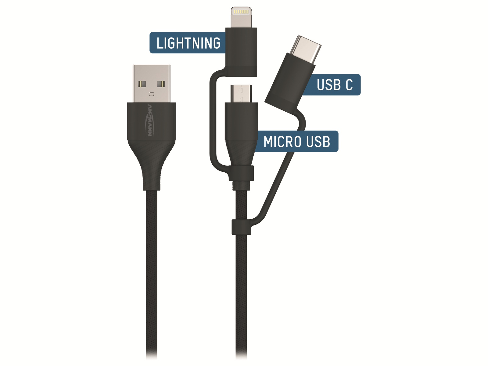 ANSMANN USB 3in1 Daten-/Ladekabel, 120 cm ANSMANN USB 3in1 Daten-/Ladekabel, 120 cm