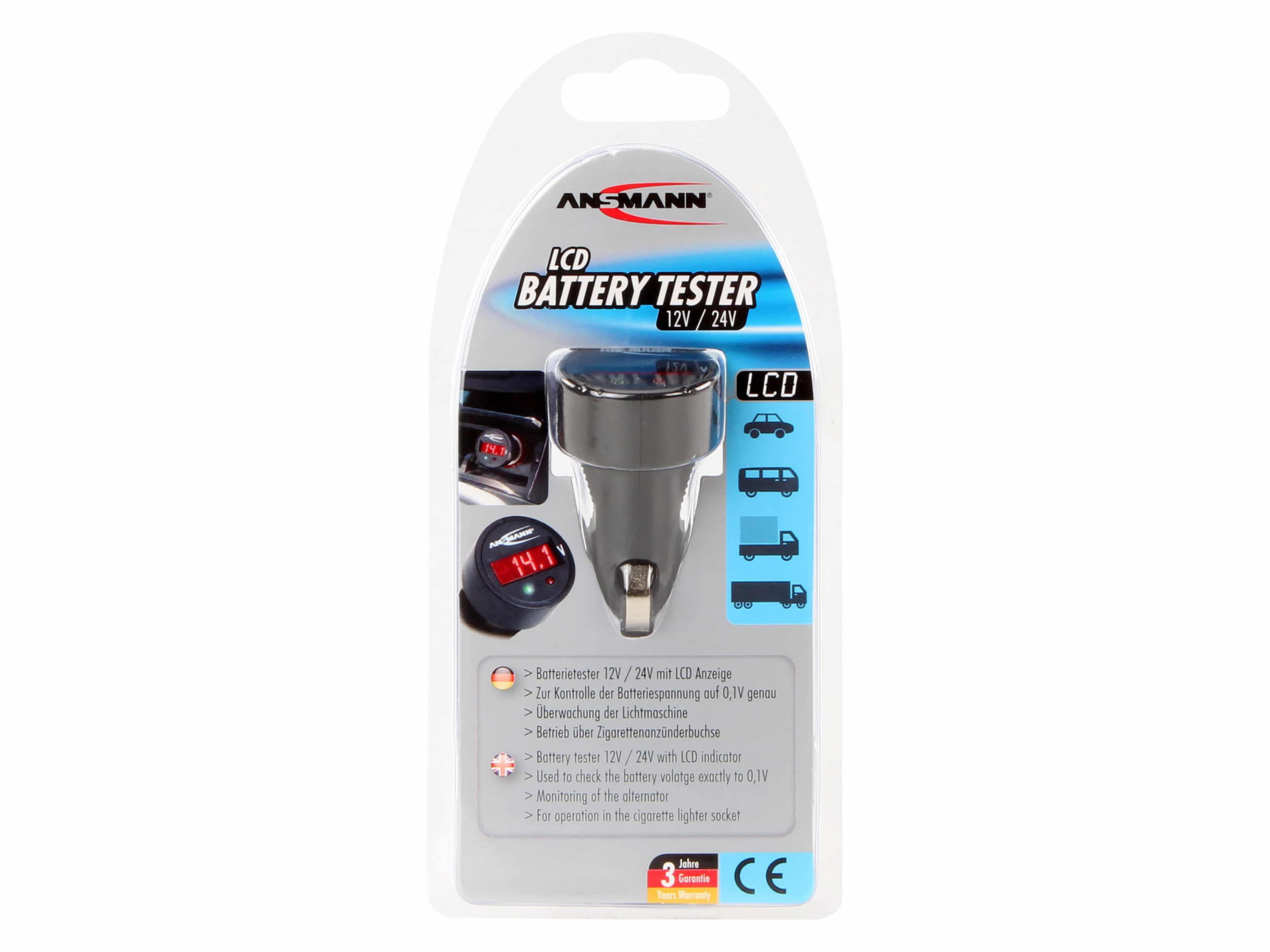 ANSMANN KFZ-Batterietester für 12/24 V- Batterien ANSMANN KFZ-Batterietester für 12/24 V- Batterien