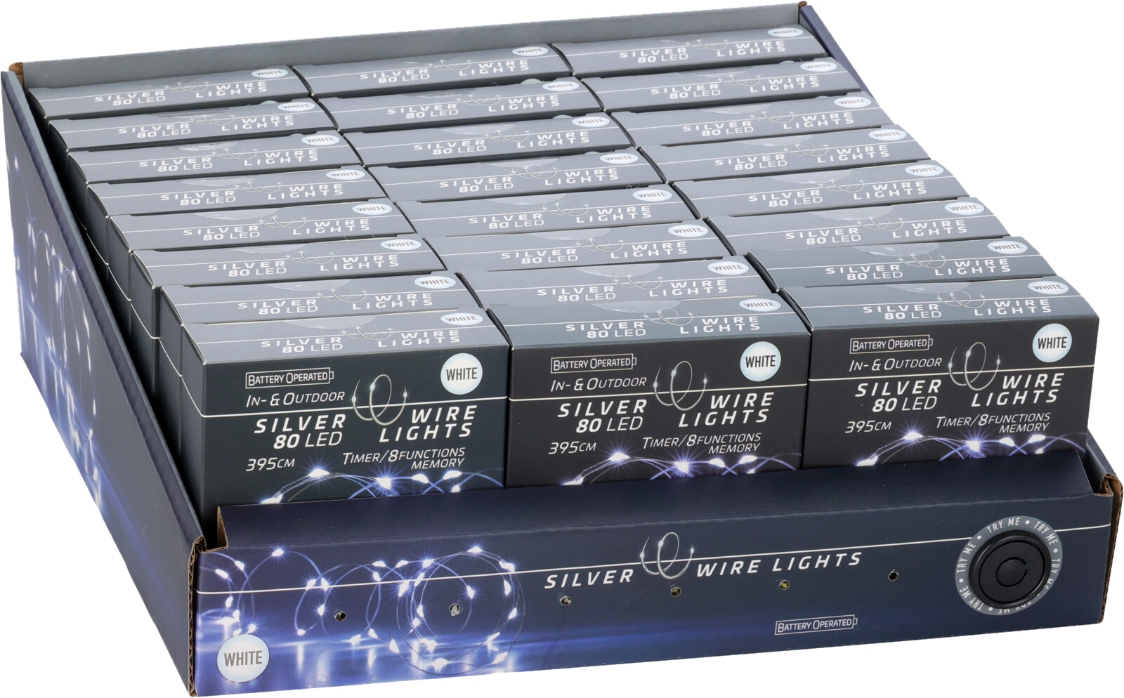 LED-Lichterkette kaltweiß, Batteriebetrieben, 80 LEDs, Silberdraht, Innen/Außen, 3,95m KOOPMAN LED-Lichterkette kaltweiß, Batteriebetrieben, 80 LEDs, Silberdraht, Innen/Außen, 3,95m