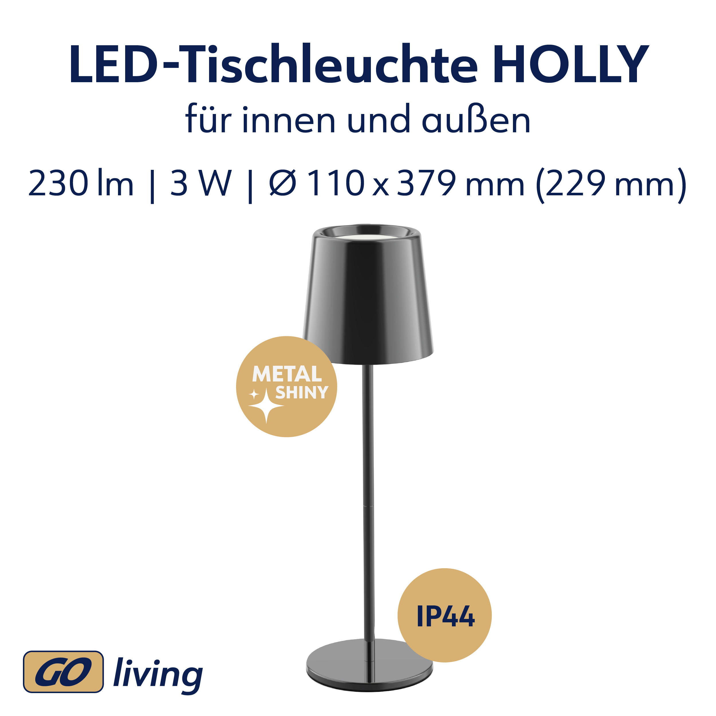 MÜLLER-LICHT LED-Akku-Tischleuchte Holly, 3 W, 300 lm, schwarz MÜLLER-LICHT LED-Akku-Tischleuchte Holly, 3 W, 300 lm, schwarz