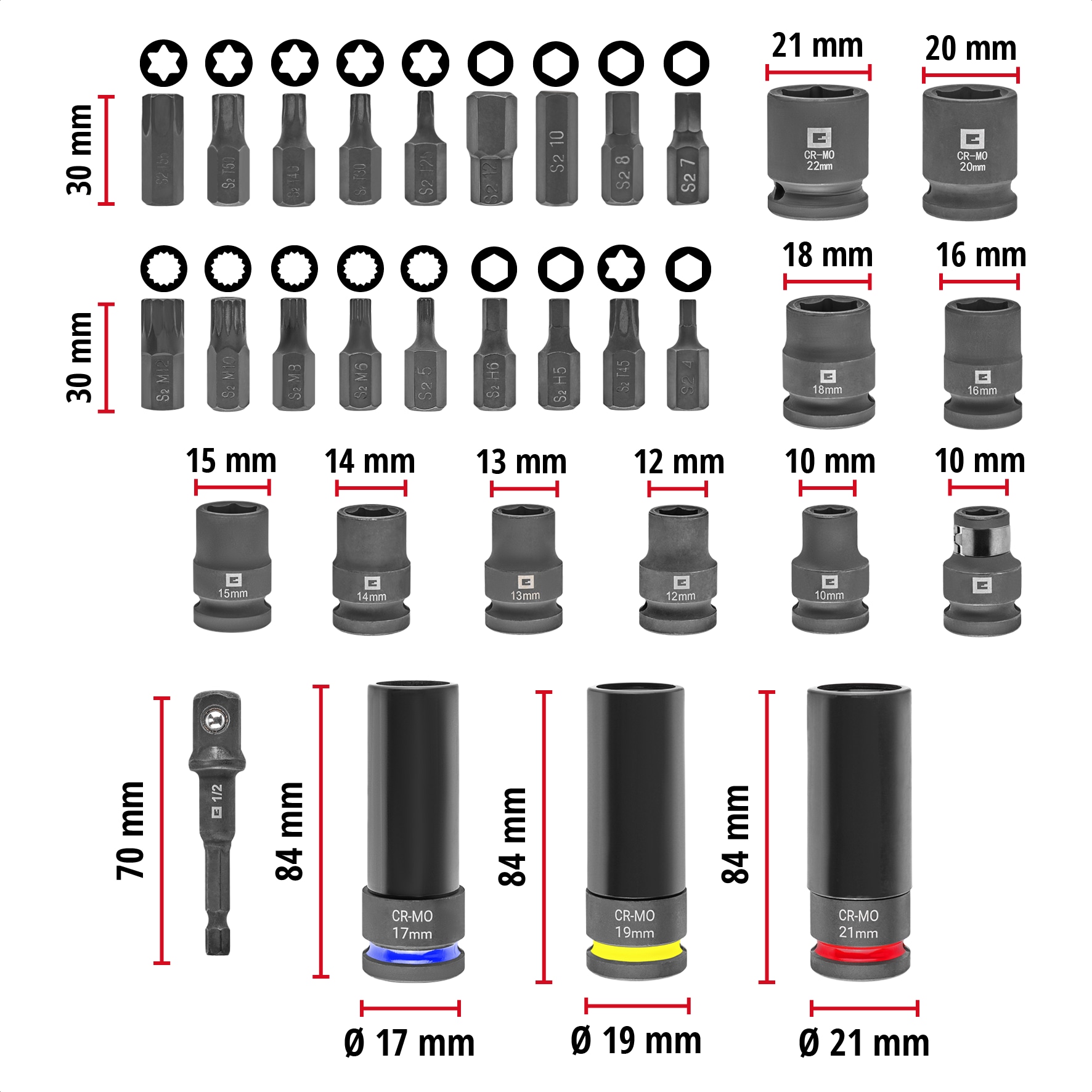 EINHELL Impact Stecknuss-Set, 109288, 32-teilig EINHELL Impact Stecknuss-Set, 109288, 32-teilig