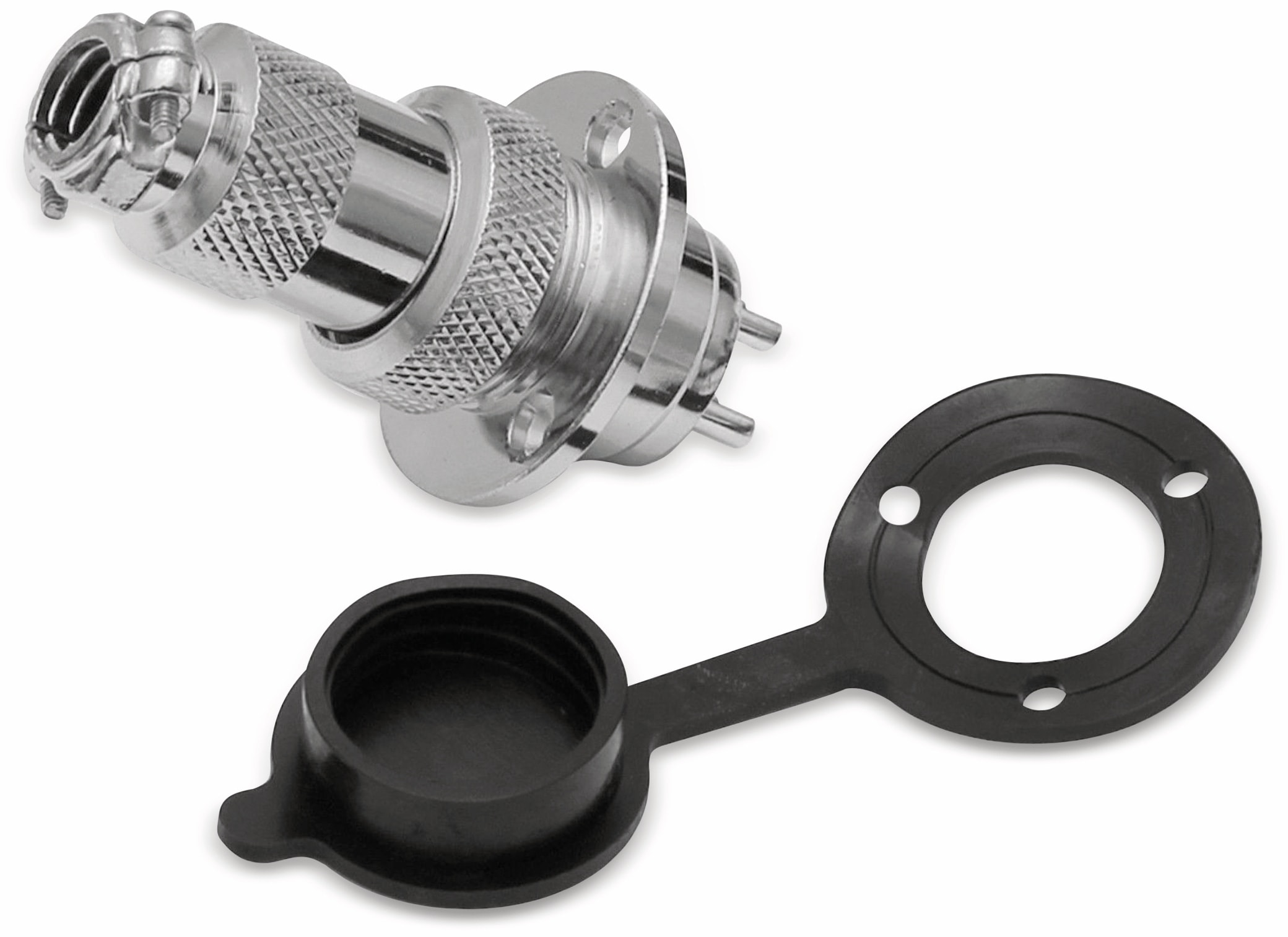 Hochstrom Einbaustecker-Set, 5-polig, Ø 19 mm, mit Abdeckkappe