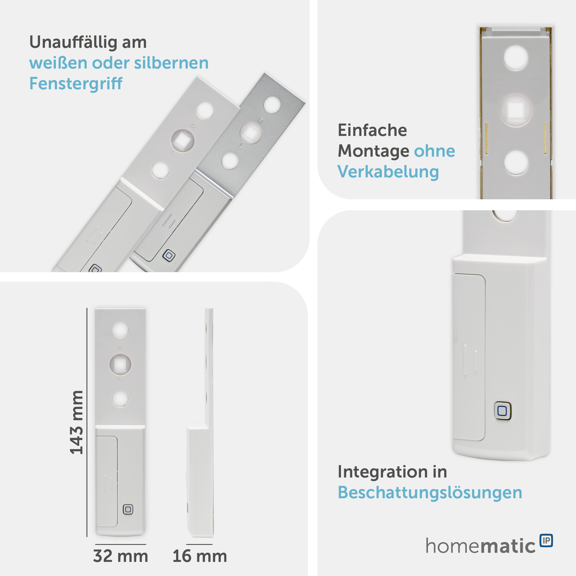 HOMEMATIC IP Smart Home 142800A0, Fenstergriffsensor HOMEMATIC IP Smart Home 142800A0, Fenstergriffsensor