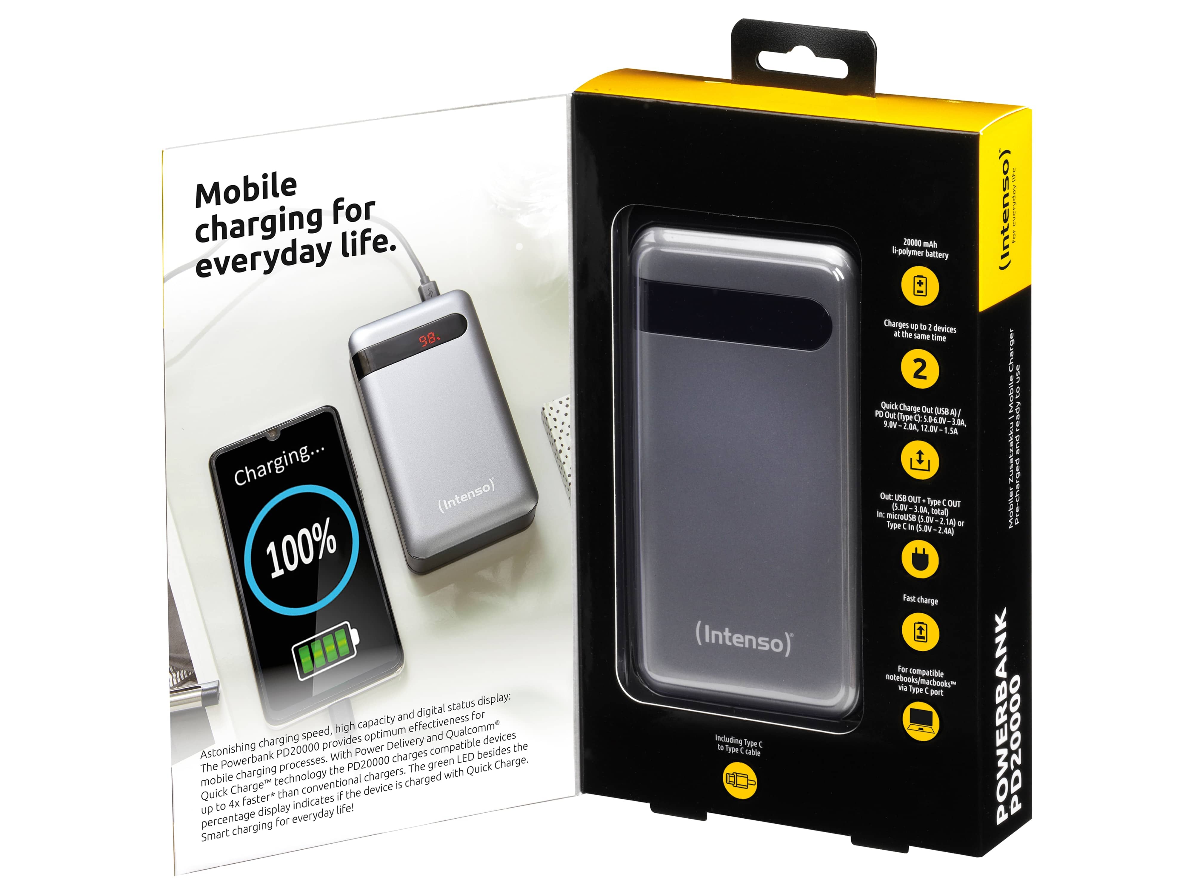 INTENSO USB Powerbank 7332354 PD 20000, 20.000mAh, anthrazit INTENSO USB Powerbank 7332354 PD 20000, 20.000mAh, anthrazit