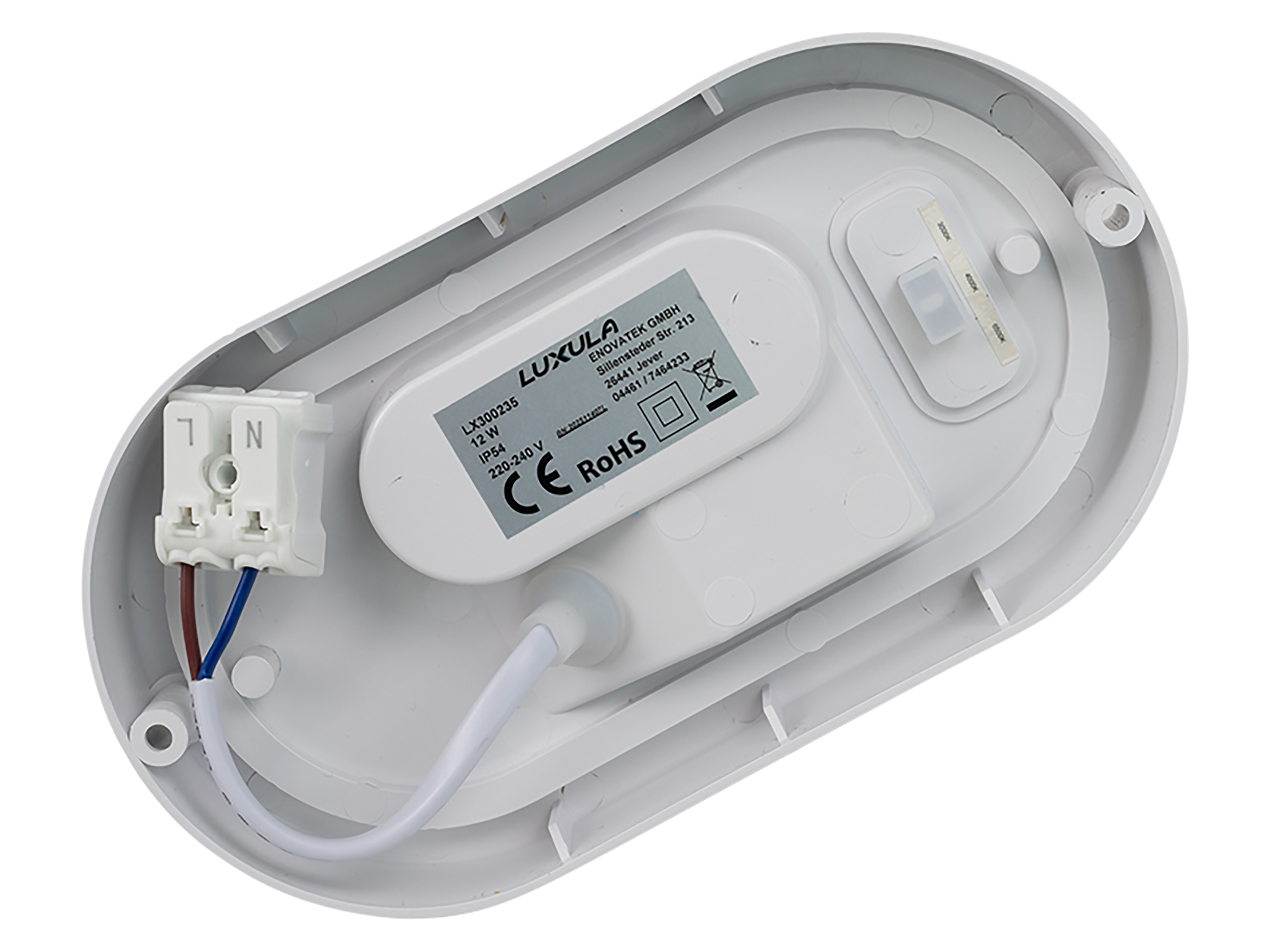 LUXULA LED-Kellerleuchte, 12W, EEK: F, 1080lm, CCT, IP54, weiß LUXULA LED-Kellerleuchte, 12W, EEK: F, 1080lm, CCT, IP54, weiß