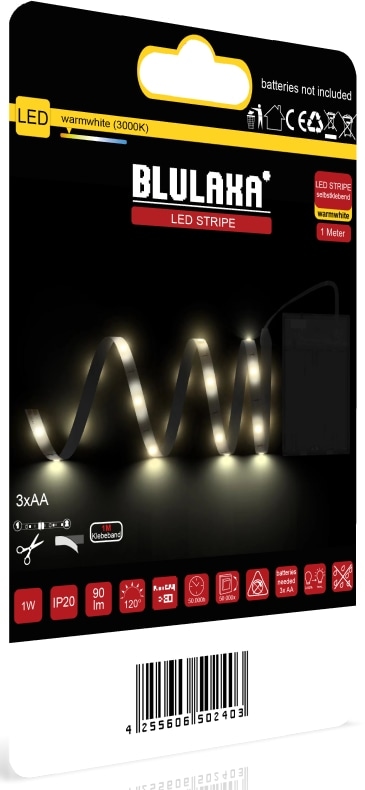 BLULAXA LED-Strip, 1 m, 1 W, 3000 K, Batteriebetrieb BLULAXA LED-Strip, 1 m, 1 W, 3000 K, Batteriebetrieb