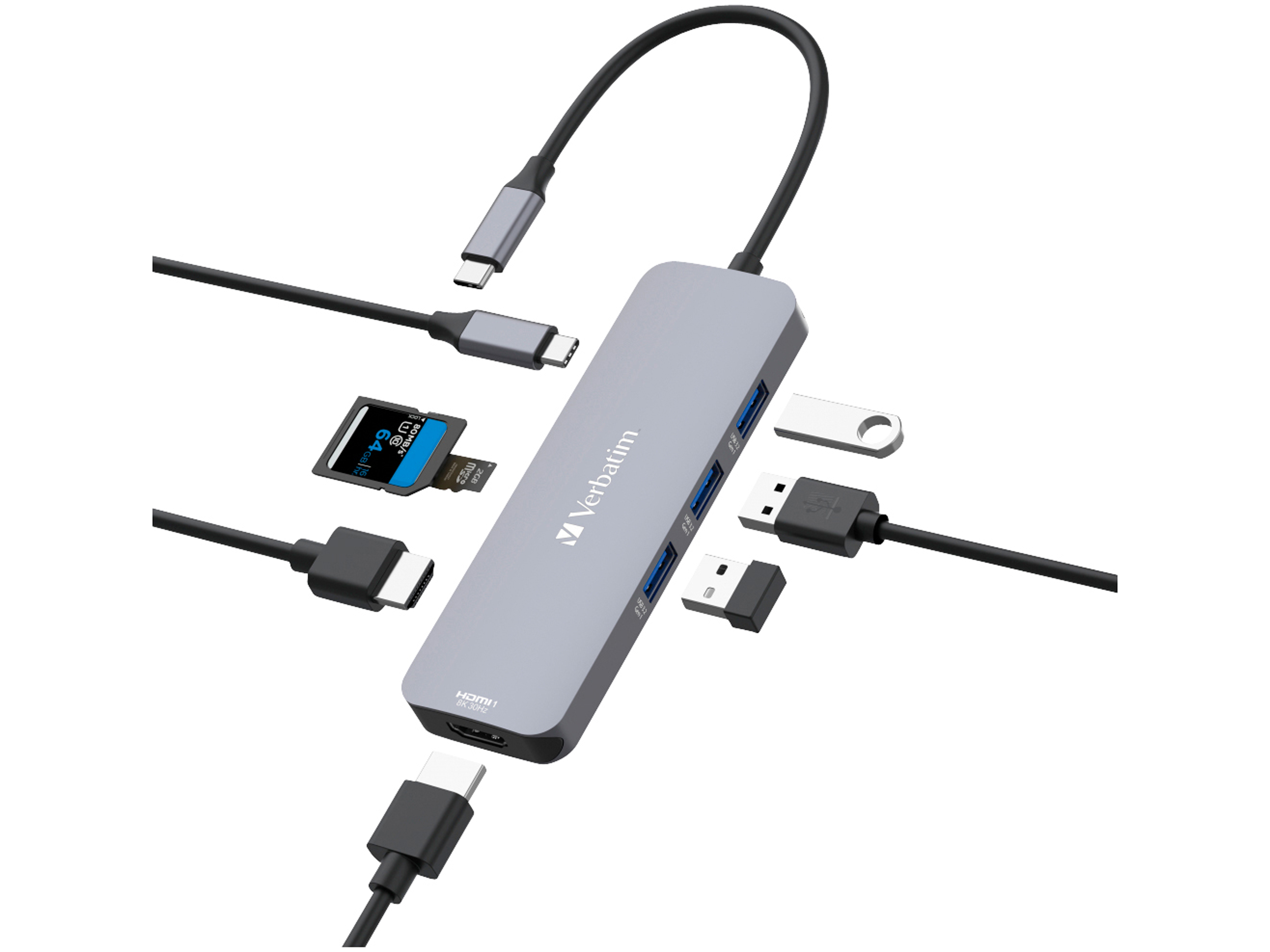 VERBATIM USB-C Pro Multiport Hub CMH-08 VERBATIM USB-C Pro Multiport Hub CMH-08