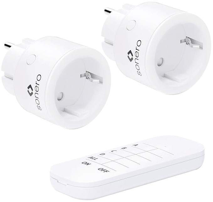 SONERO Funksteckdosen-Set S-RCS102, 1 Sender, 2 Empfänger, weiß SONERO Funksteckdosen-Set S-RCS102, 1 Sender, 2 Empfänger, weiß