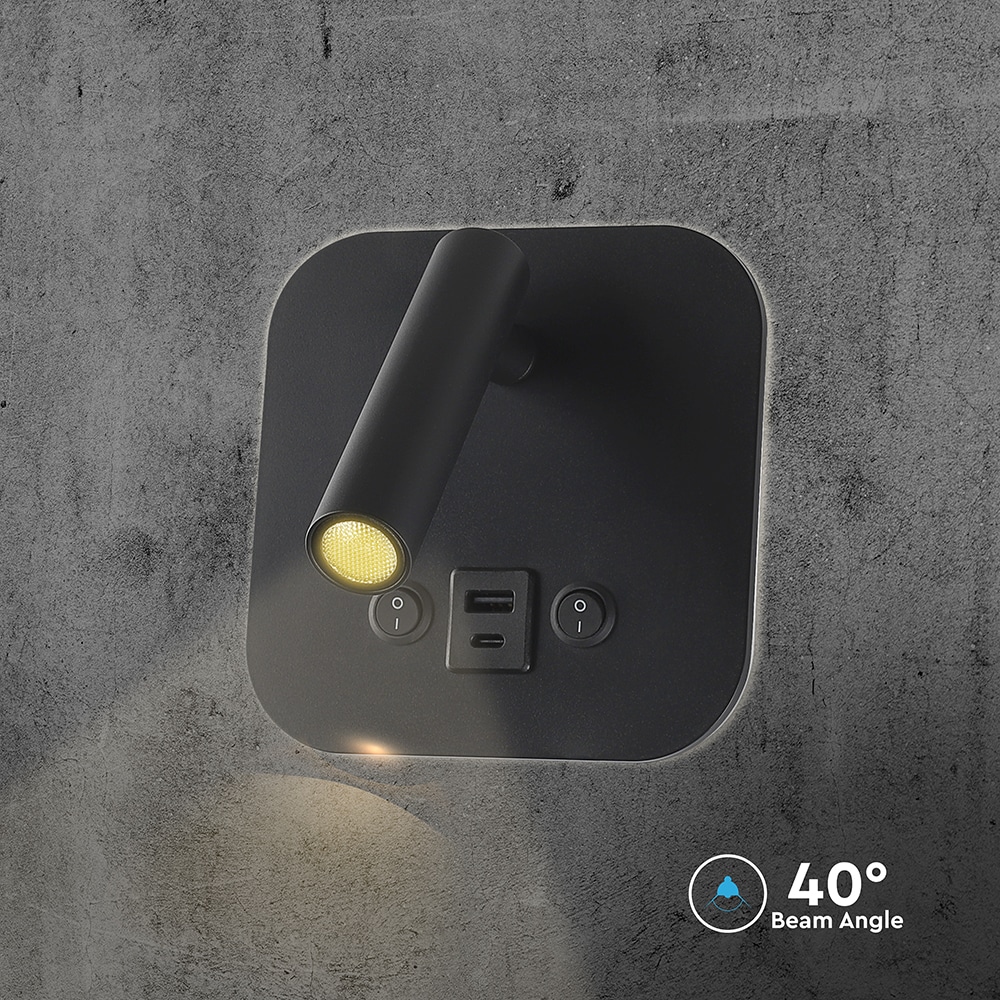 V-TAC LED-Wandleuchte VT-80068, 8W, 3000K, EEK: F, CREE Chip, 830lm, IP20, schwarz V-TAC LED-Wandleuchte VT-80068, 8W, 3000K, EEK: F, CREE Chip, 830lm, IP20, schwarz