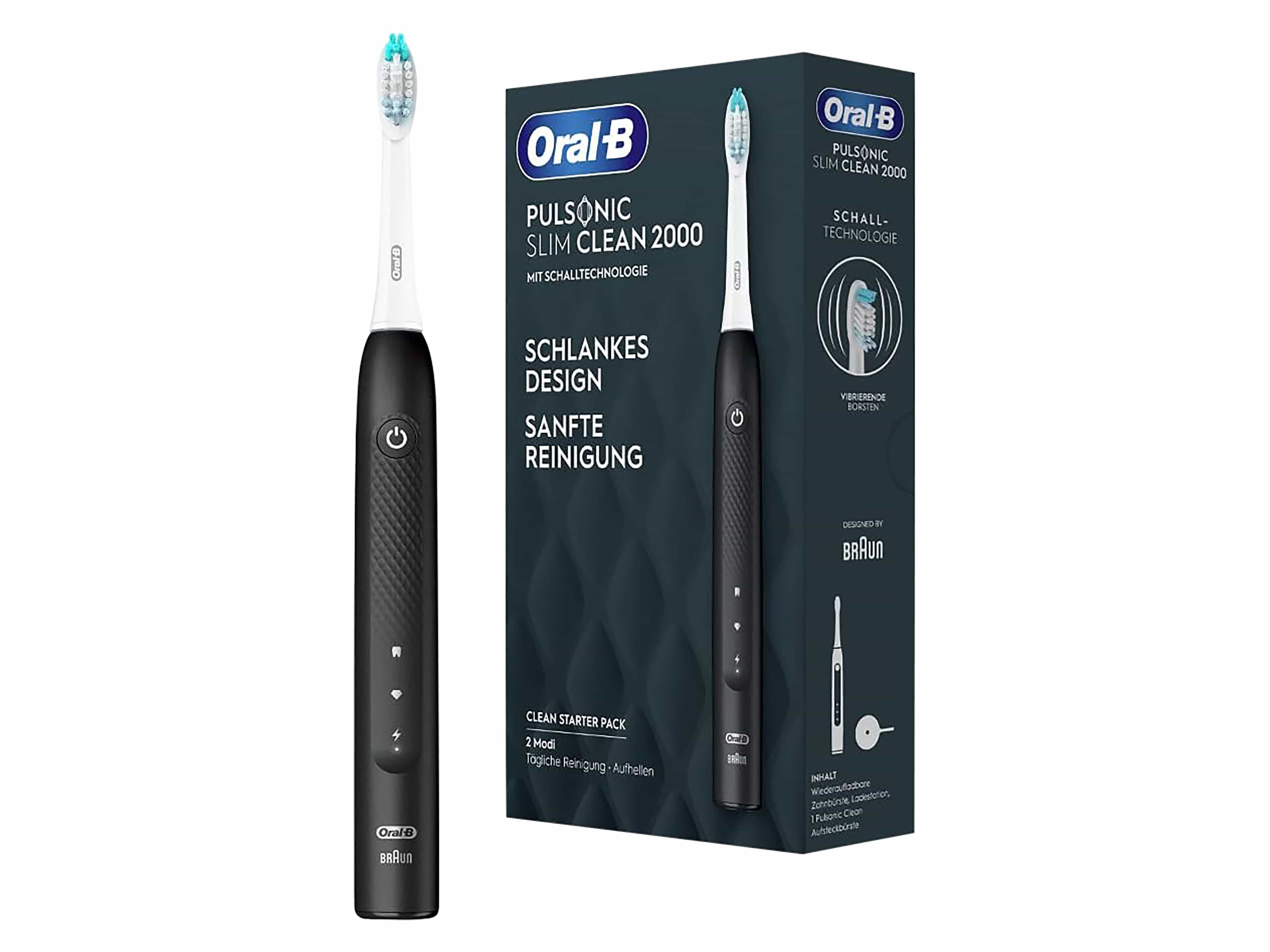 ORAL-B Elektrische Zahnbürste Pulsonic Slim Clean 2000, Schallzahnbürste, schwarz