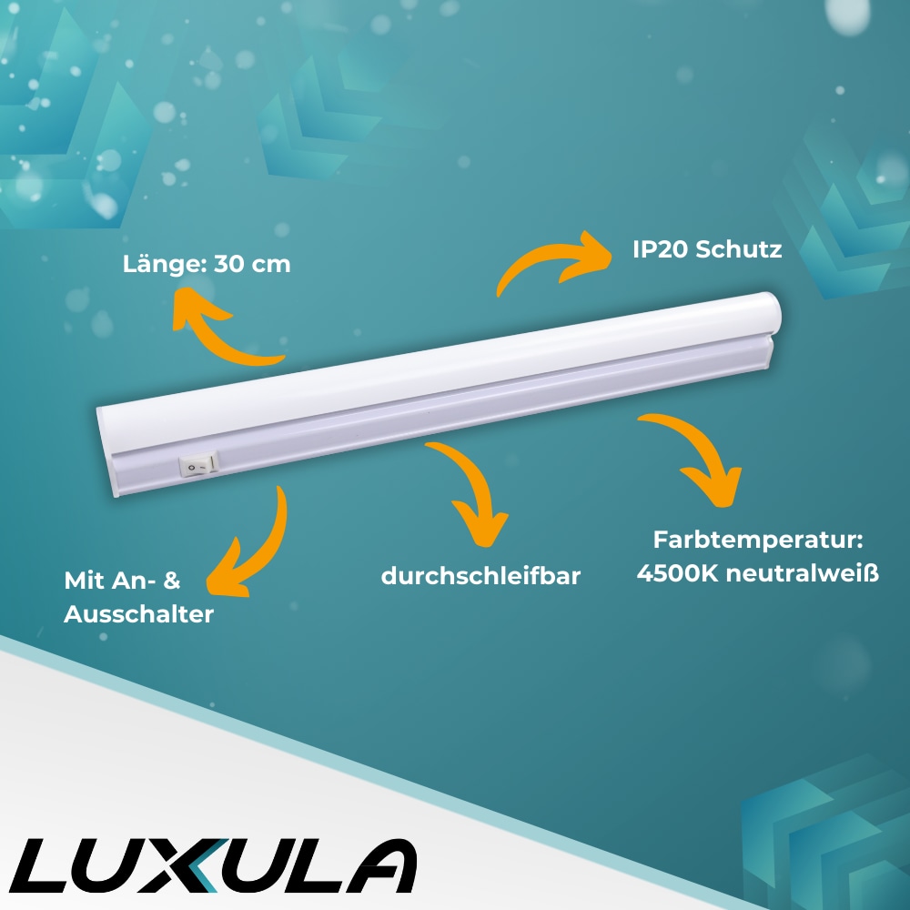 LUXULA LED-Unterbauleuchte EEK: F, 4W, 360lm, 4500K, 30cm, weiß LUXULA LED-Unterbauleuchte EEK: F, 4W, 360lm, 4500K, 30cm, weiß