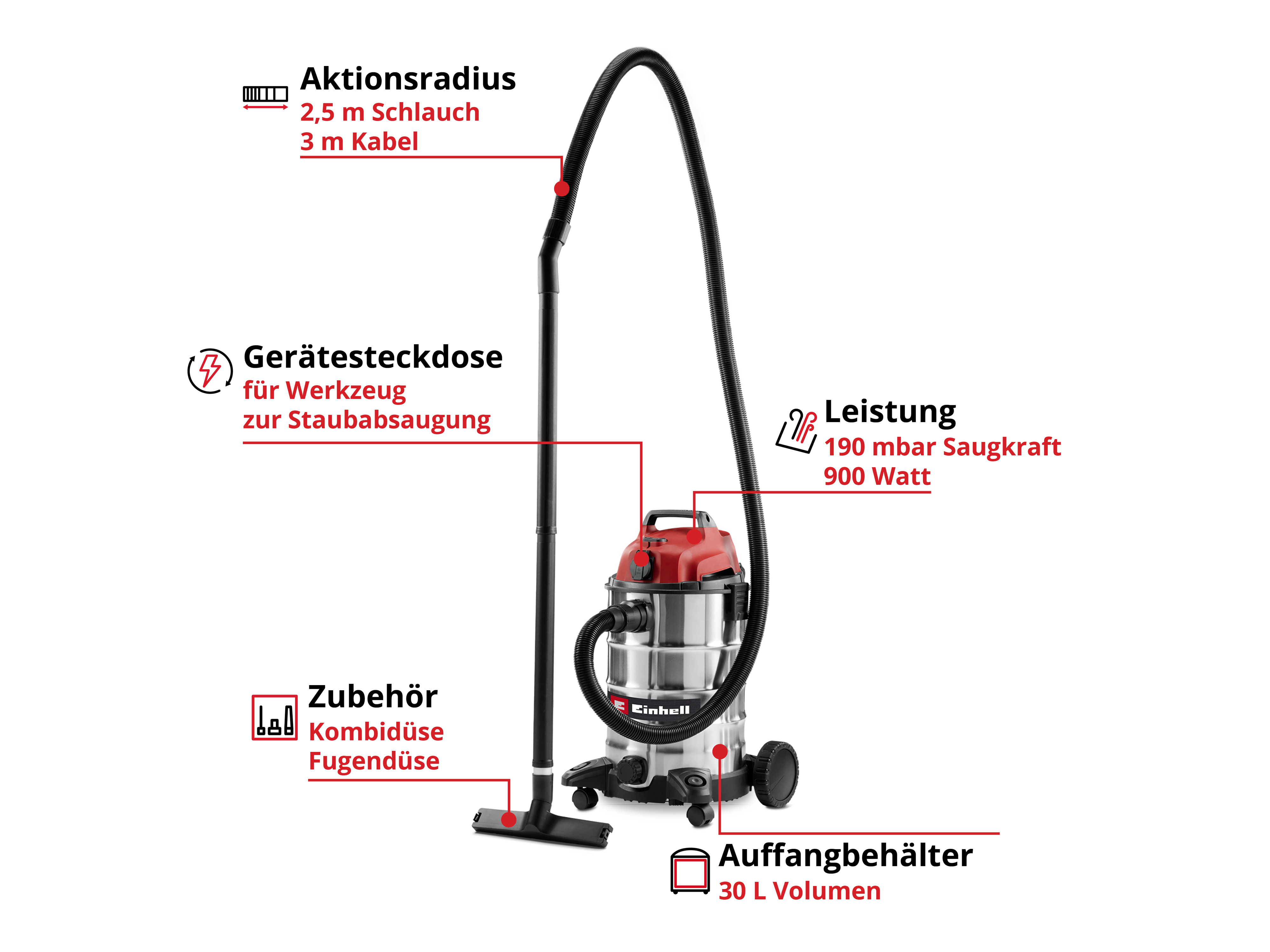 EINHELL Nass-Trockensauger TC-VC 3055 SA, 2342250 EINHELL Nass-Trockensauger TC-VC 3055 SA, 2342250