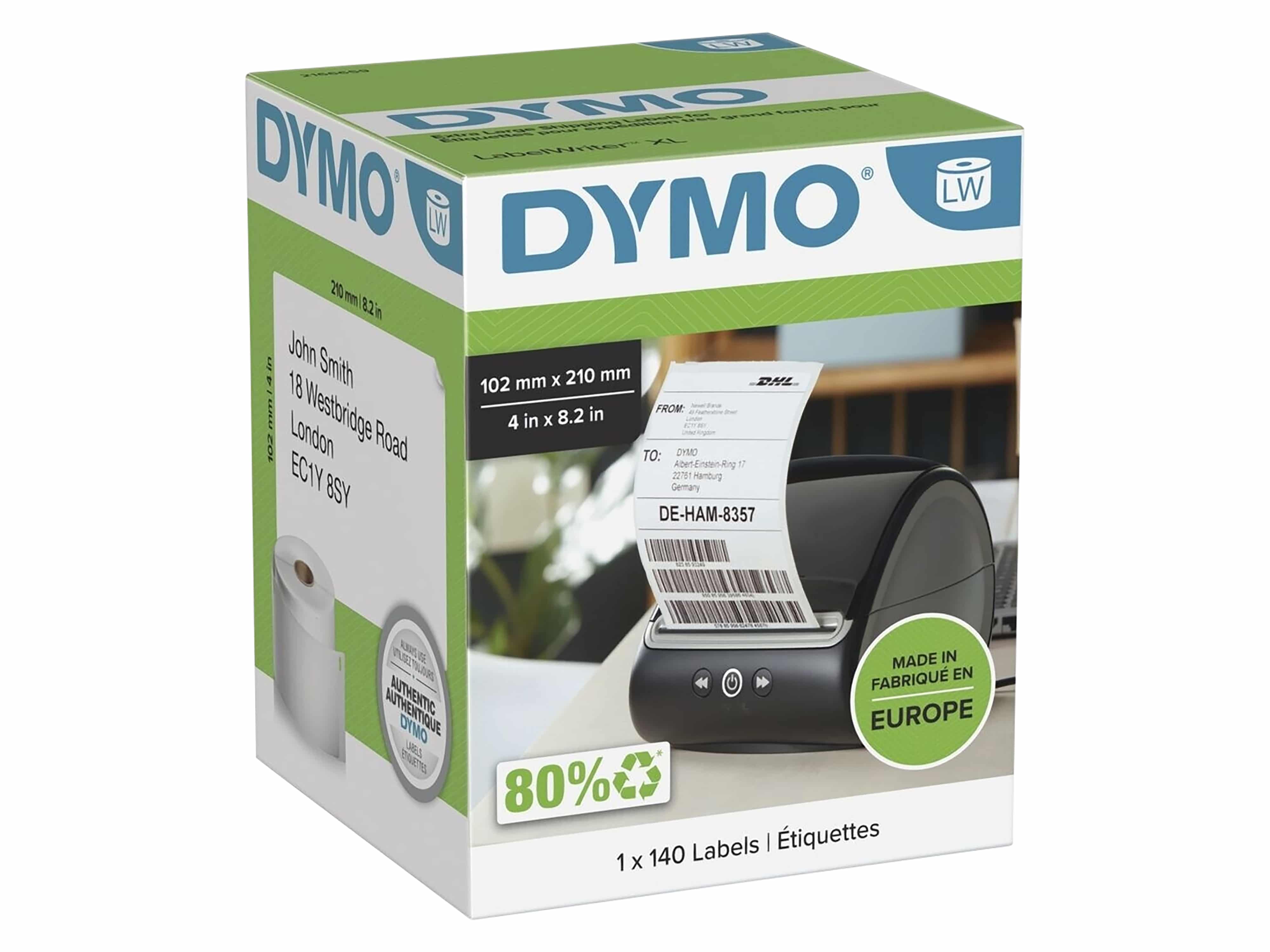 DYMO Etiketten 2166659 102mm x 210mm 140 Stück weiß DYMO Etiketten 2166659 102mm x 210mm 140 Stück weiß