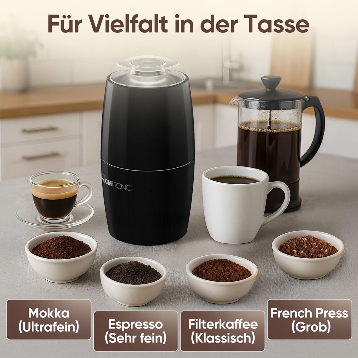 CLATRONIC Kaffeemühle elektrisch, Edelstahl-Schlagmesser, 150 W CLATRONIC Kaffeemühle elektrisch, Edelstahl-Schlagmesser, 150 W