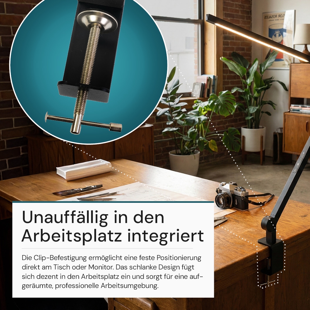 LUXULA LED-Schreibtischleuchte mit Clip, 10 W, CCT, EEK: F, 450 lm, IP20, schwarz LUXULA LED-Schreibtischleuchte mit Clip, 10 W, CCT, EEK: F, 450 lm, IP20, schwarz