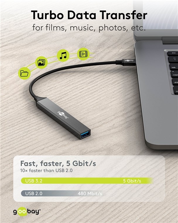 GOOBAY USB-C Hub 74460 Slim 5 Port USB-C auf USB-A GOOBAY USB-C Hub 74460 Slim 5 Port USB-C auf USB-A
