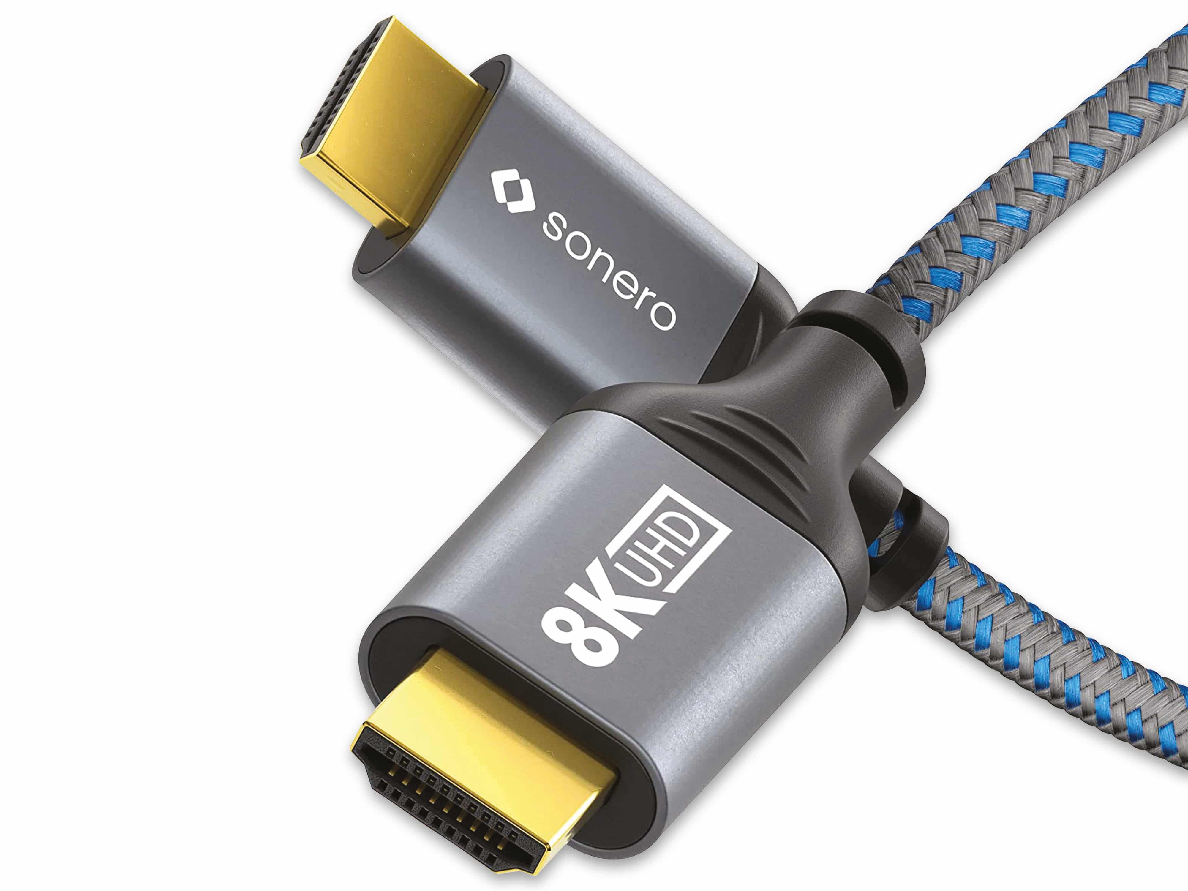 SONERO HDMI-Kabel, 8K60, grau/blau, 2 m