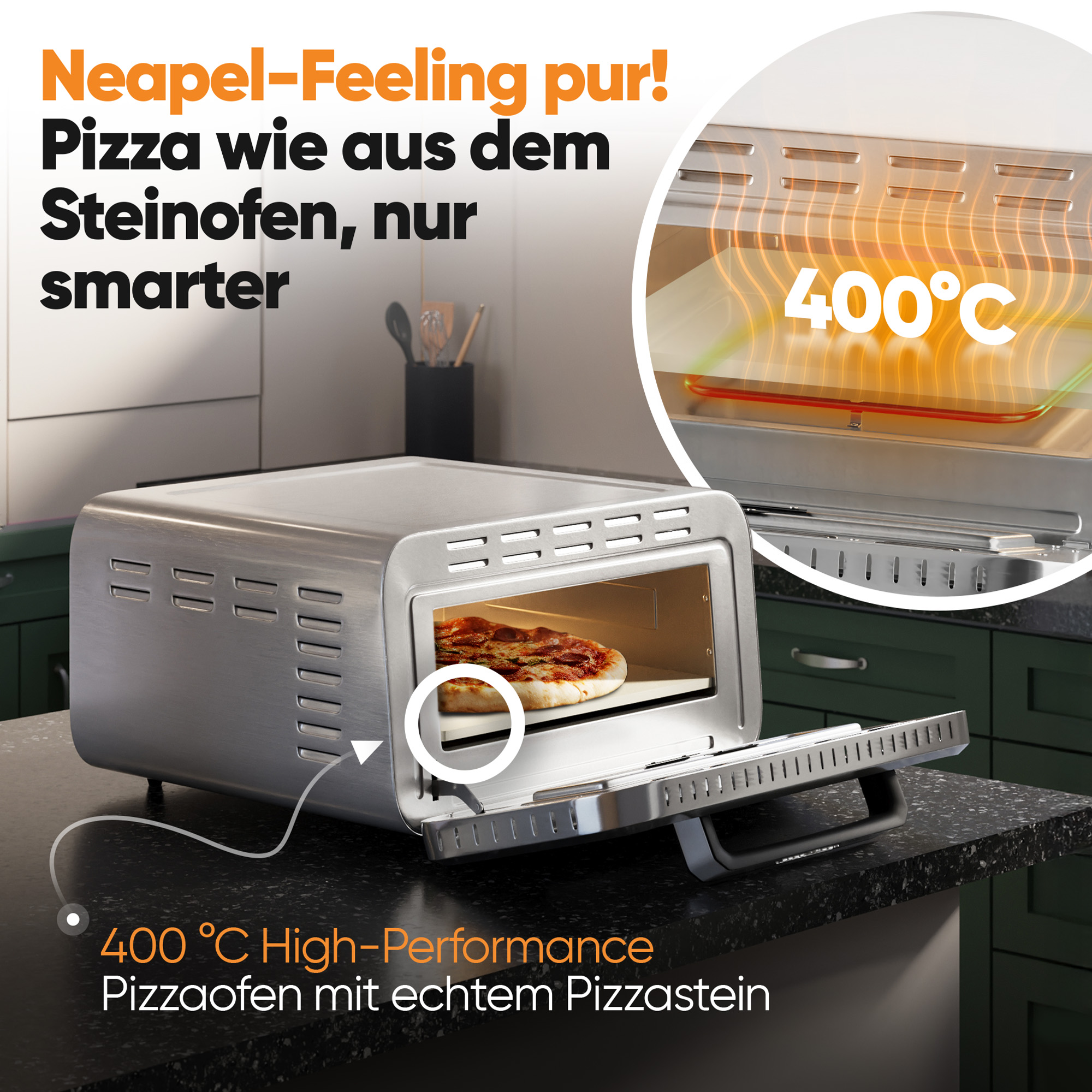 PROFI COOK Pizzaofen PC-PO 1323, inkl. Pizzastein & Pizzaheber, 400°C PROFICOOK Pizzaofen PC-PO 1323, inkl. Pizzastein & Pizzaheber, 400°C