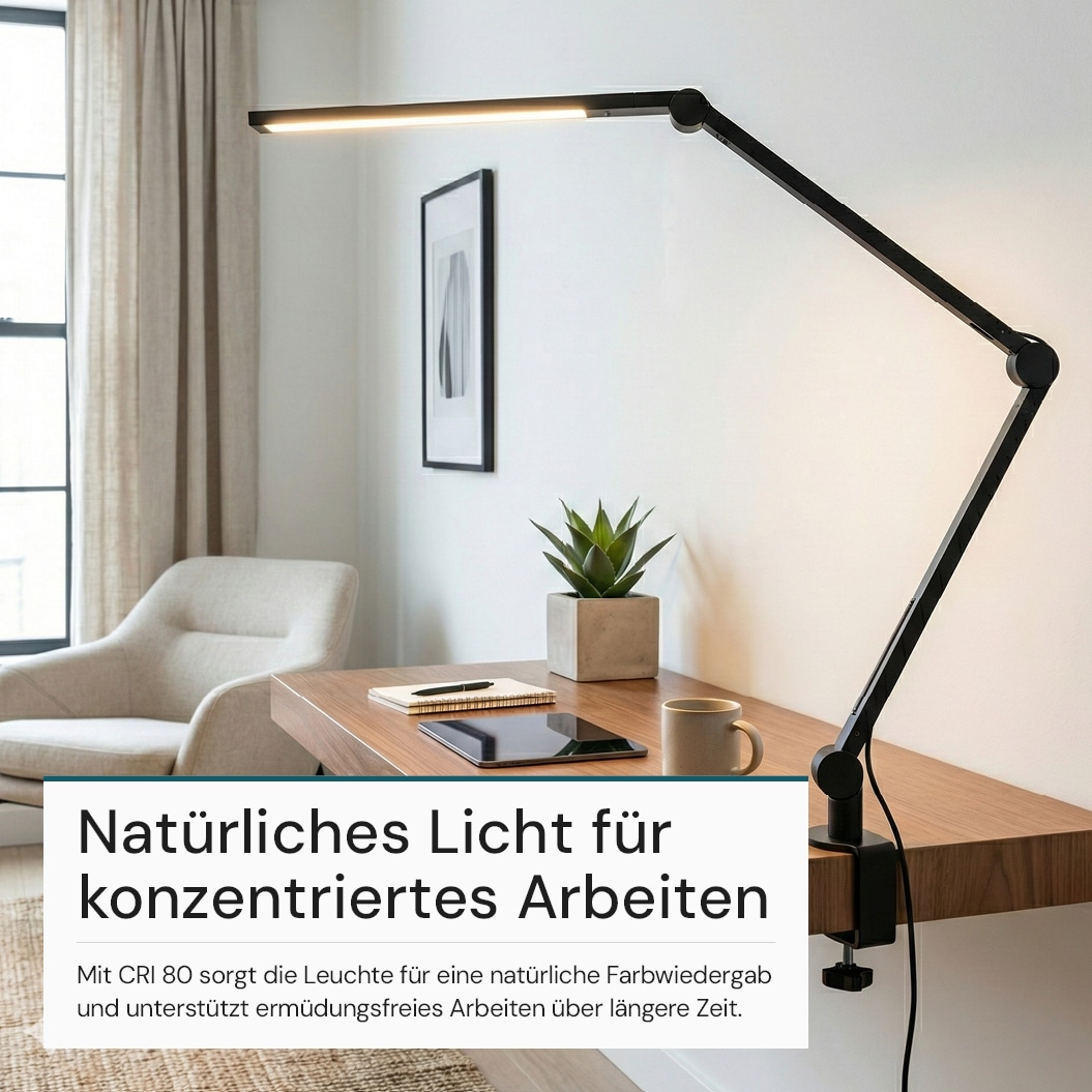 LUXULA LED-Schreibtischleuchte mit Clip, 10 W, CCT, EEK: F, 450 lm, IP20, schwarz LUXULA LED-Schreibtischleuchte mit Clip, 10 W, CCT, EEK: F, 450 lm, IP20, schwarz