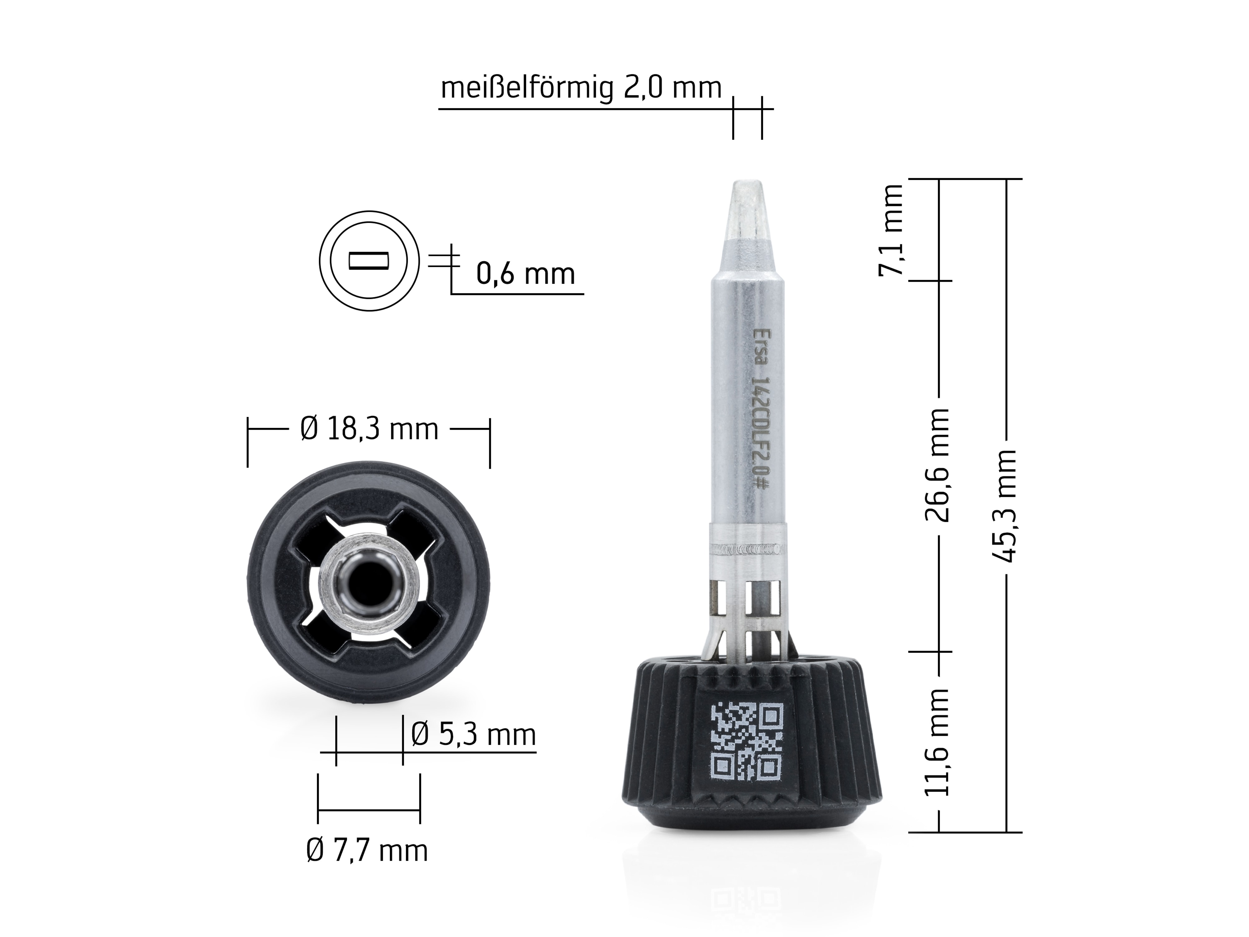 ERSA Lötspitze, 0142CDLF20/SB, meißelförmig, 2,0 mm ERSA Lötspitze, 0142CDLF20/SB, meißelförmig, 2,0 mm