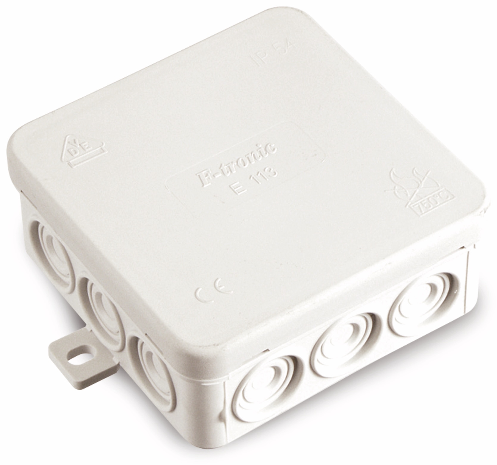 F-TRONIC Verteilerdose, 85x85x40 mm, 12 Einführungen, grau