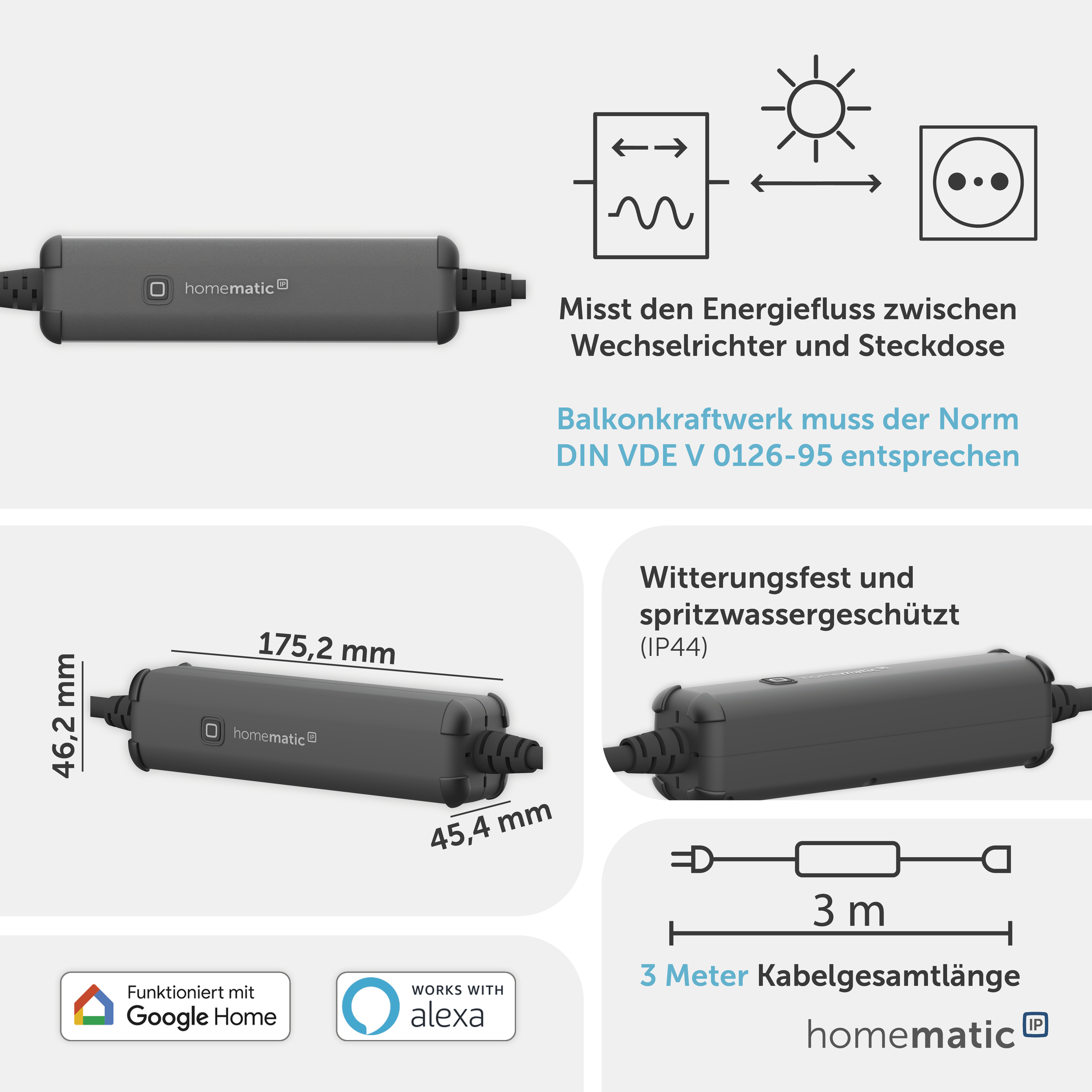 HOMEMATIC IP 160775A0 Schalt-Mess-Kabel, außen