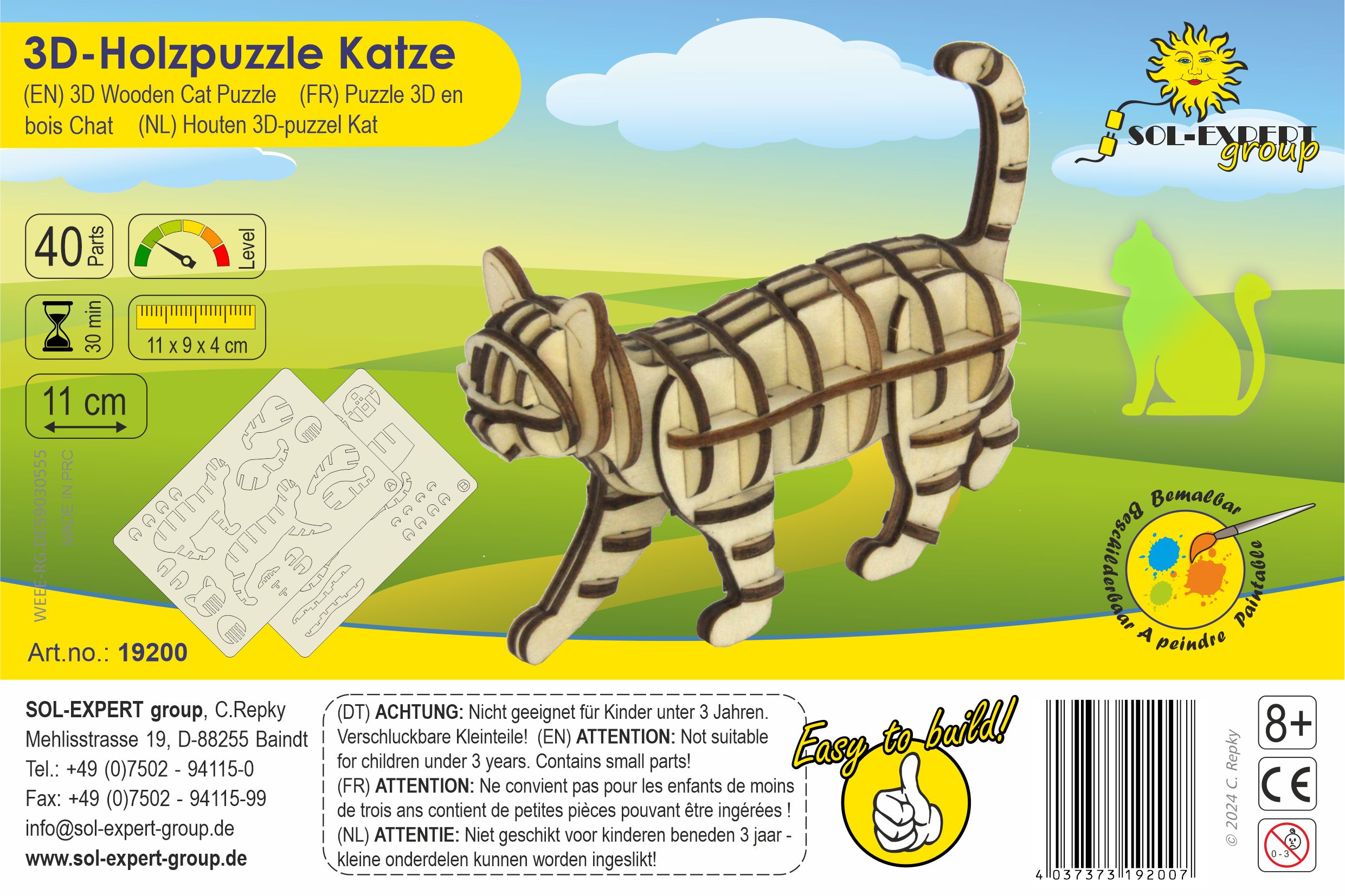 SOL-EXPERT 3D Holz Puzzle Katze SOL-EXPERT 3D Holz Puzzle Katze