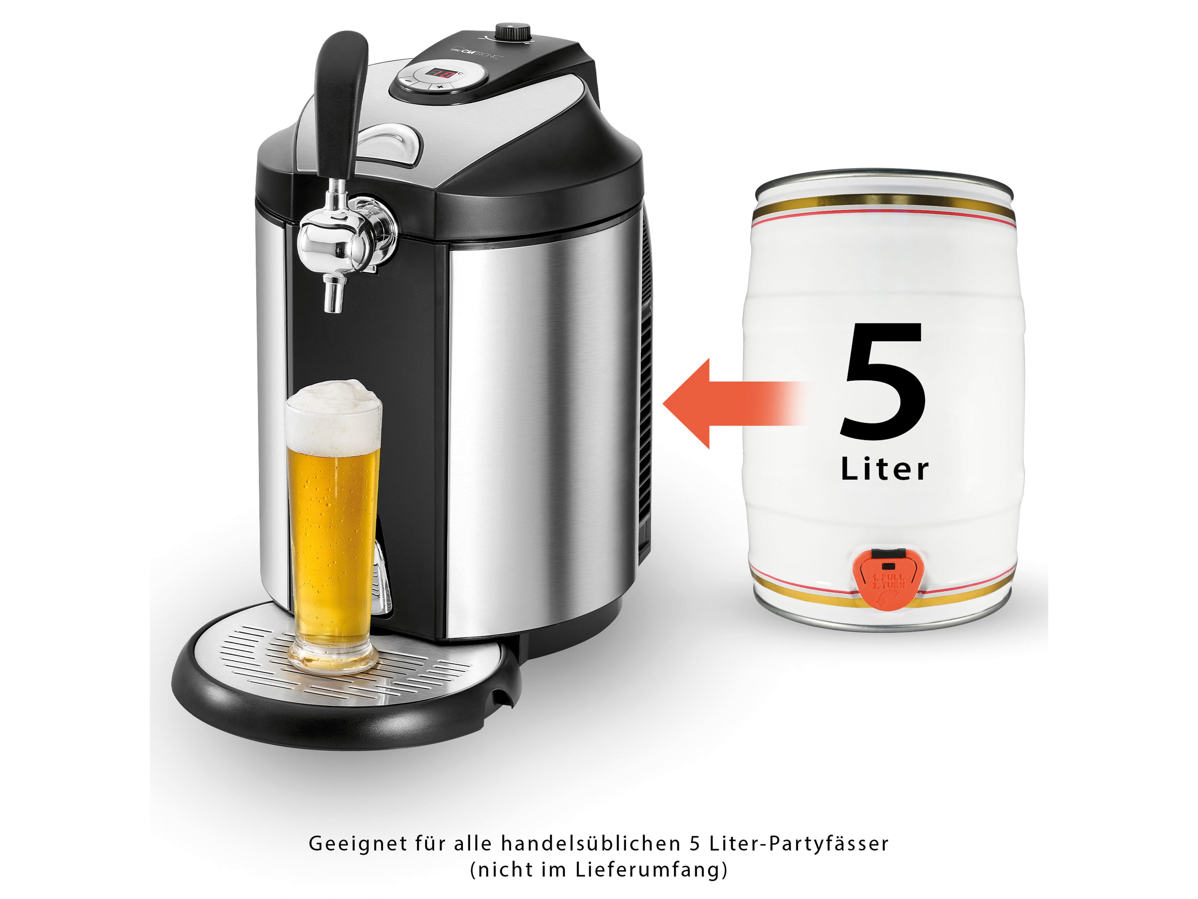 CLATRONIC Bierzapfanlage BZ 3740 inox, für 5 L Bierfässer