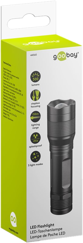 GOOBAY LED-Taschenlampe 44560, 300 lm, schwarz GOOBAY LED-Taschenlampe 44560, 300 lm, schwarz