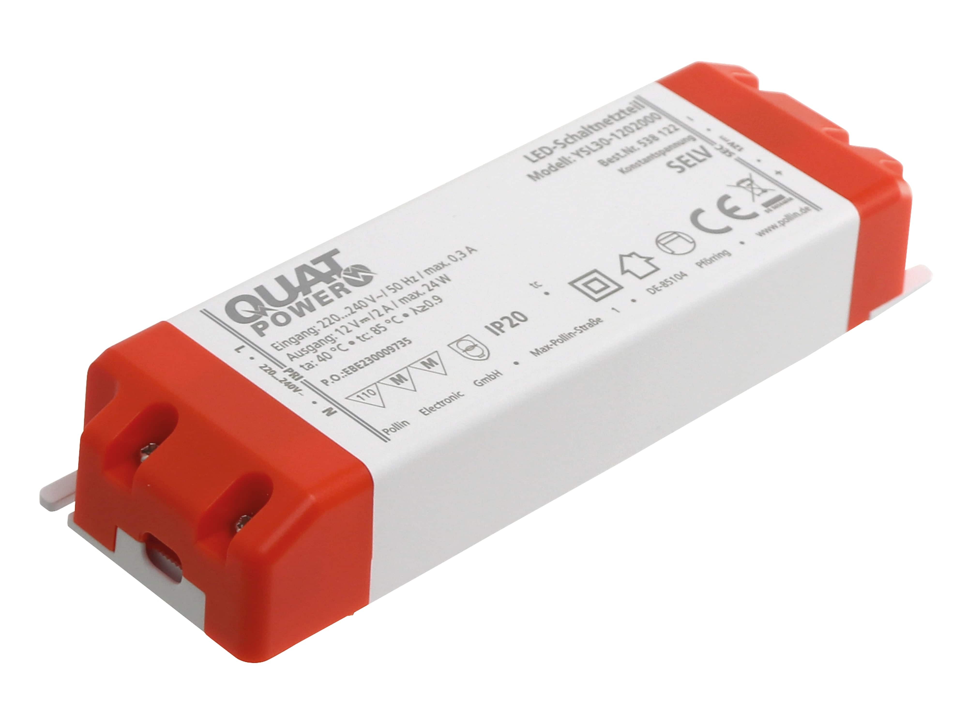 QUATPOWER LED-Schaltnetzteil YSL30-1202000 12 V-, 24 W QUATPOWER LED-Schaltnetzteil YSL30-1202000 12 V-, 24 W