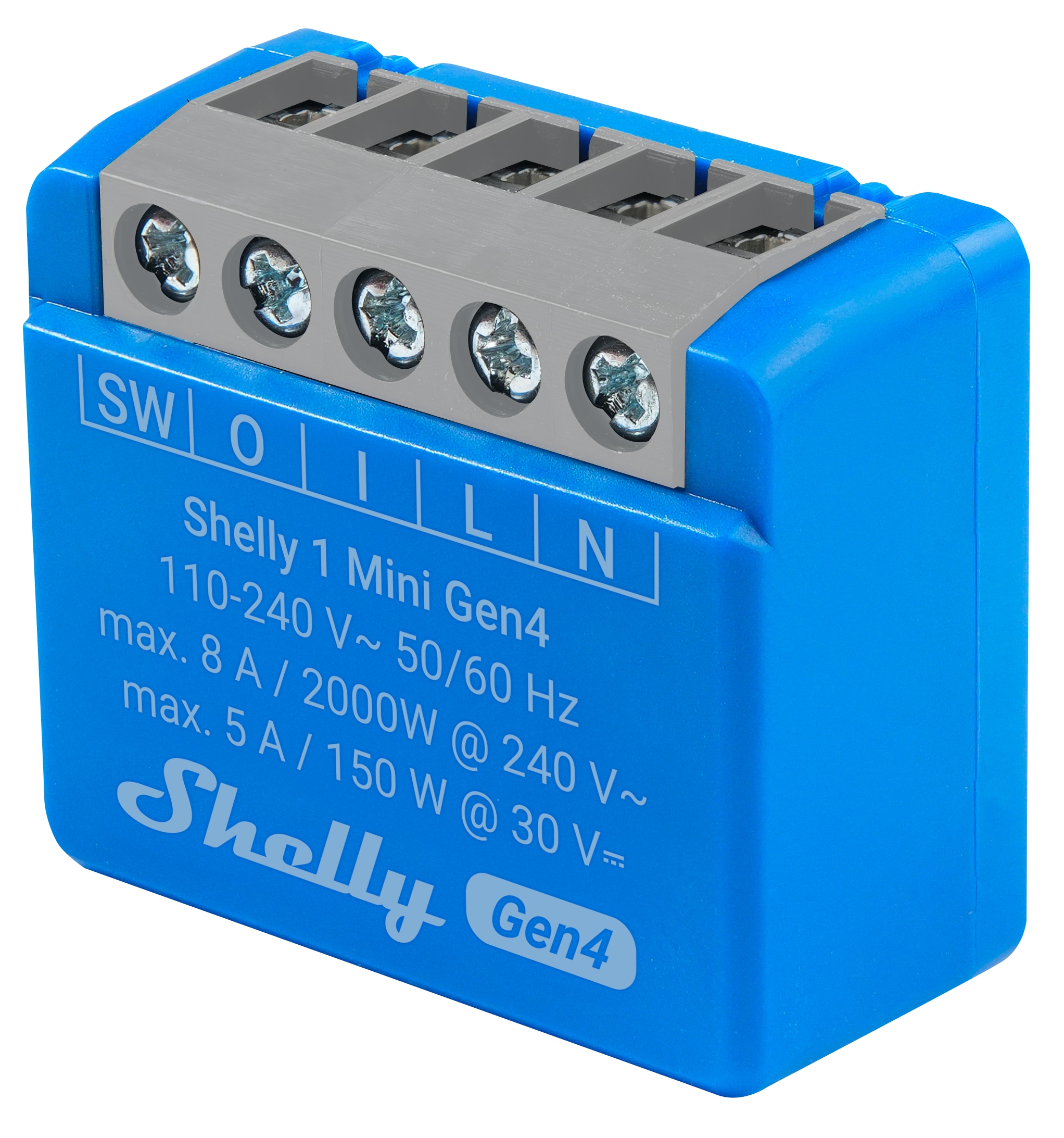 SHELLY Relais 1 Mini Gen4, 8 A, WLAN, Bluetooth, blau SHELLY Relais 1 Mini Gen4, 8 A, WLAN, Bluetooth, blau