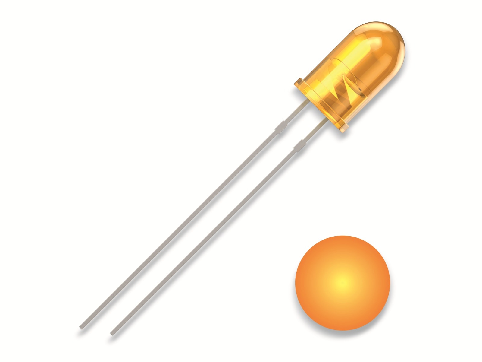 QUADRIOS LED, 5 mm, gelb, 2,54 mm QUADRIOS LED, 5 mm, Lichtfarbe: Gelb, Gehäusefarbe: Diffus-Gelb, 700 mcd, 590 nm, 2,54 mm