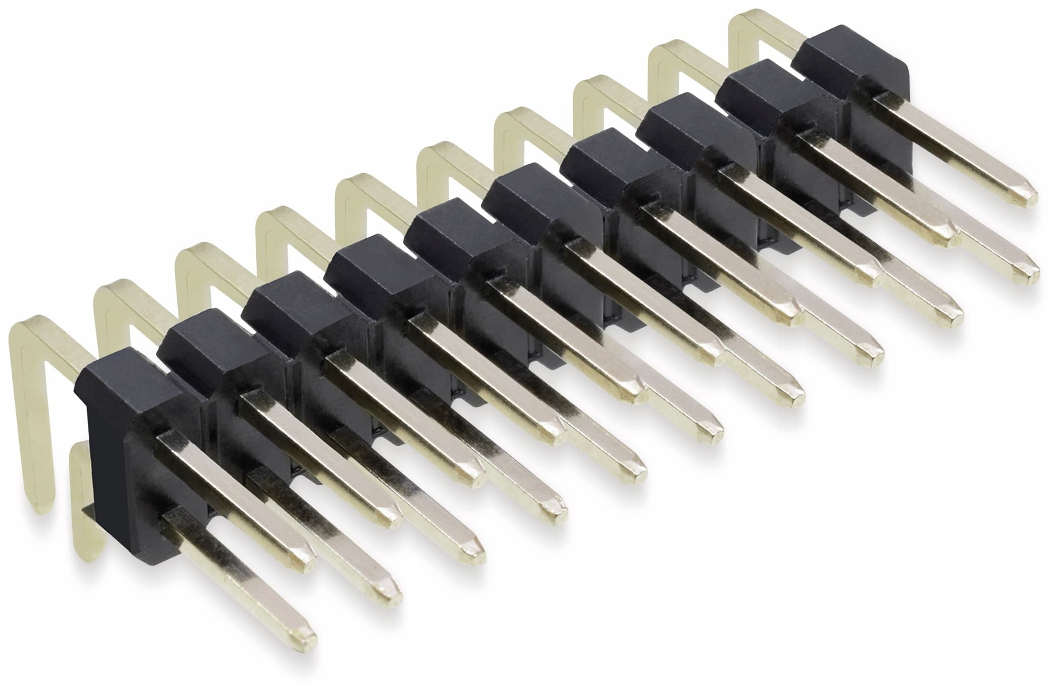 Stiftleiste, 2 x 10, 2,54 mm, gewinkelt, 0,8µ Au (Gold), 5 Stück Stiftleiste, 2 x 10, 2,54 mm, gewinkelt, 0,8µ Au (Gold), 5 Stück