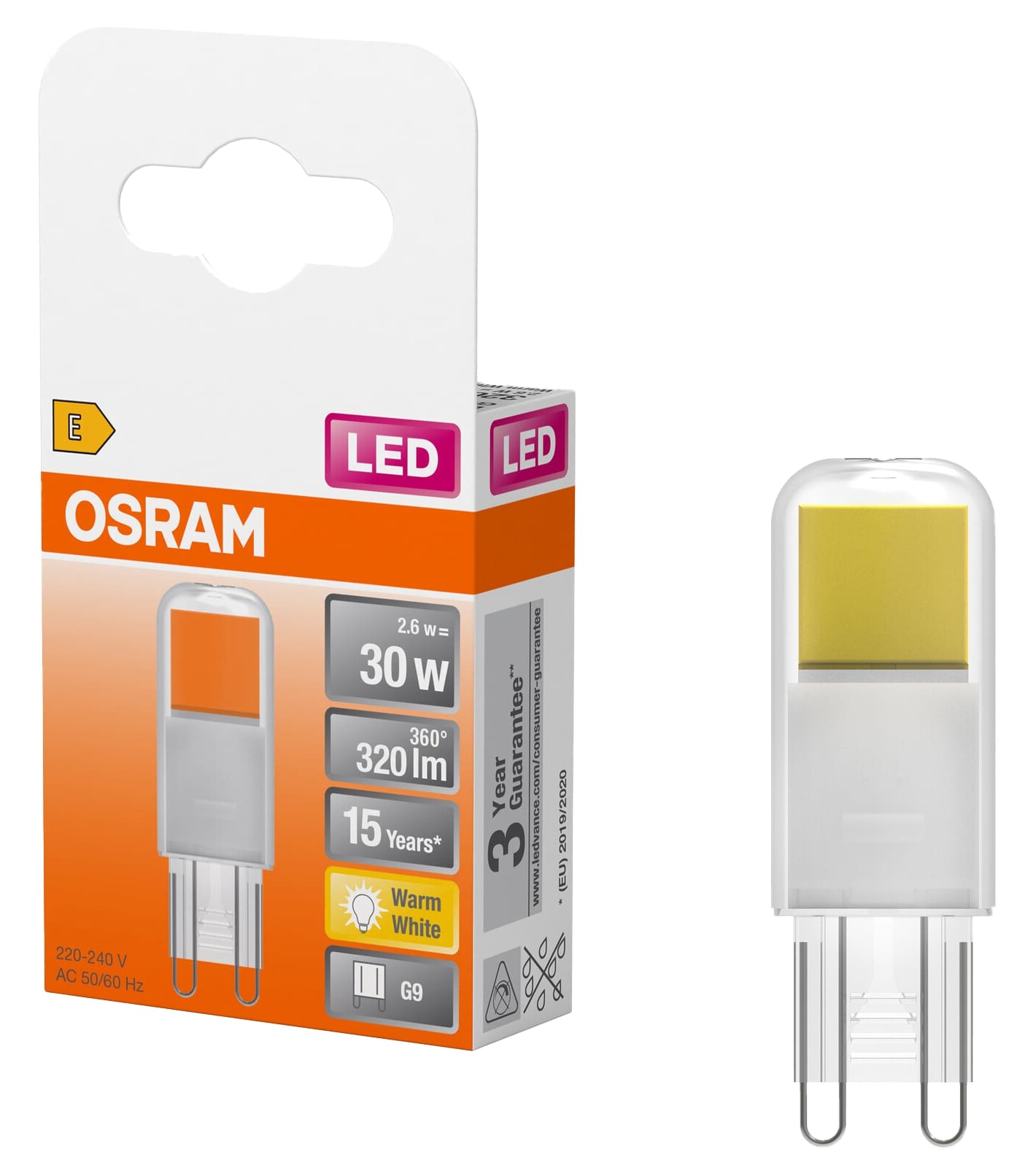 OSRAM LED-Stiftsockellampe PIN30, G9, EEK: E, 2,6W, 320lm, 2700K OSRAM LED-Stiftsockellampe PIN30, G9, EEK: E, 2,6W, 320lm, 2700K