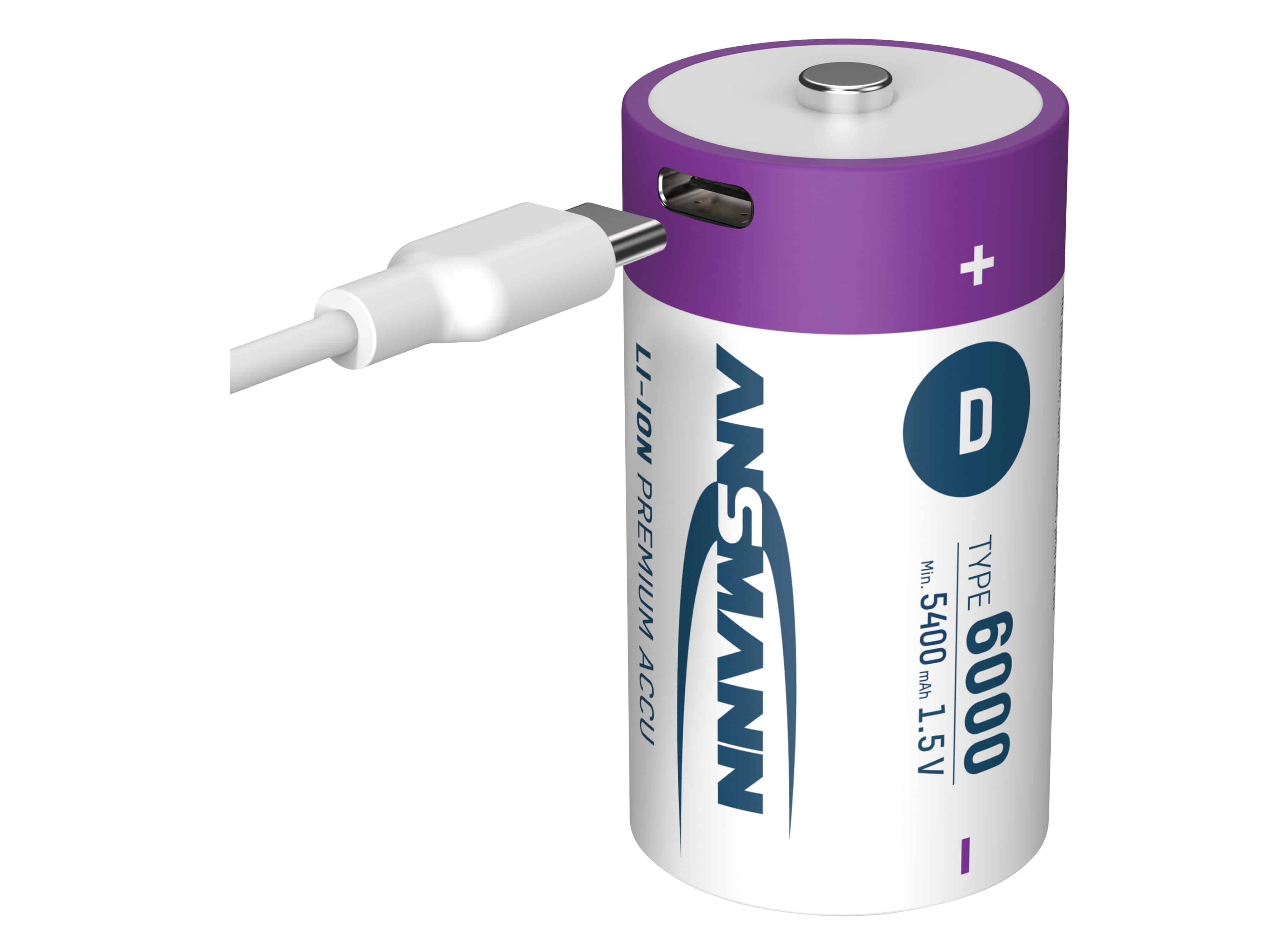 ANSMANN Li-Ion Mono-Akku, D, Typ 6000 (min. 5400mAh), 2 Stück ANSMANN Li-Ion Mono-Akku, D, Typ 6000 (min. 5400mAh), 2 Stück