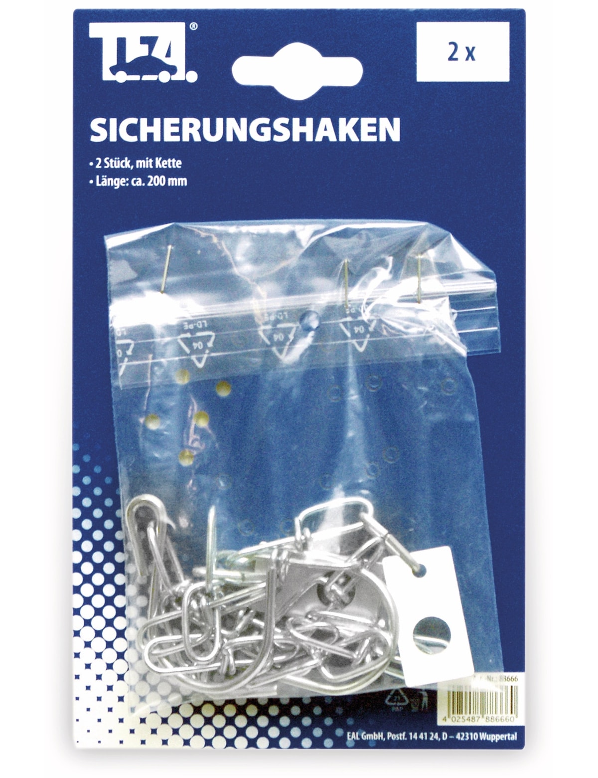 T.F.A. Sicherungshaken 2 Stück, mit Kette, 200 mm TFA Sicherungshaken 2 Stück, mit Kette, 200 mm