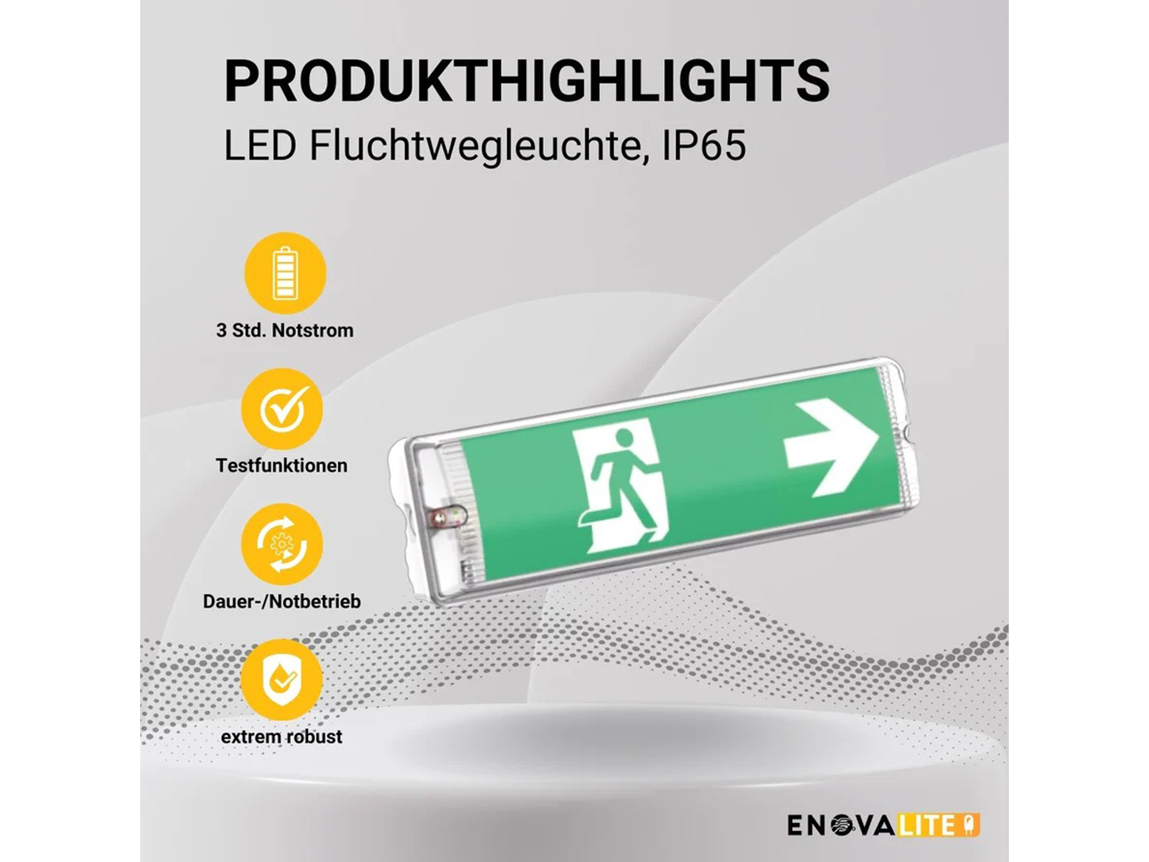 ENOVALITE LED-Fluchtwegleuchte, 200100, inkl. Notstromeinheit, TEST-Funktion ENOVALITE LED-Fluchtwegleuchte, 200100, inkl. Notstromeinheit, TEST-Funktion