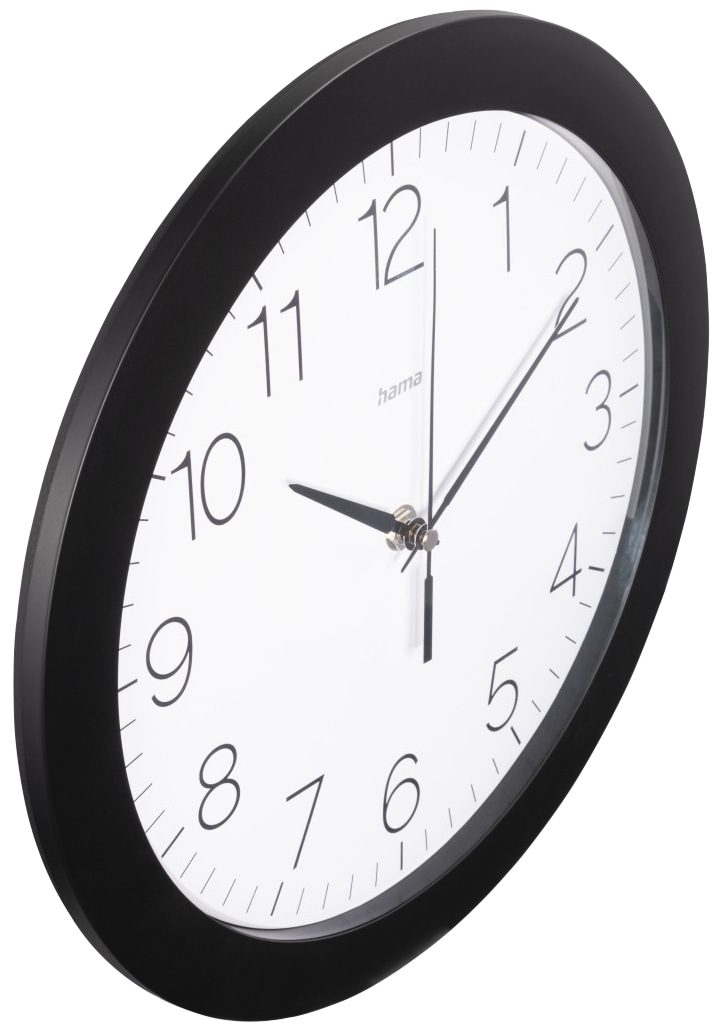 HAMA DCF-Funkwanduhr "Teneriffa", Ø 30cm" mit Datum- und Themeraturanzeige, schwarz