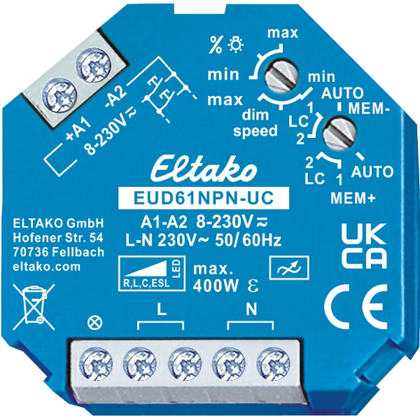 ELTAKO Stromstoß-Dimmschalter EUD61NPN-UC, 8-230VUC, 400W up