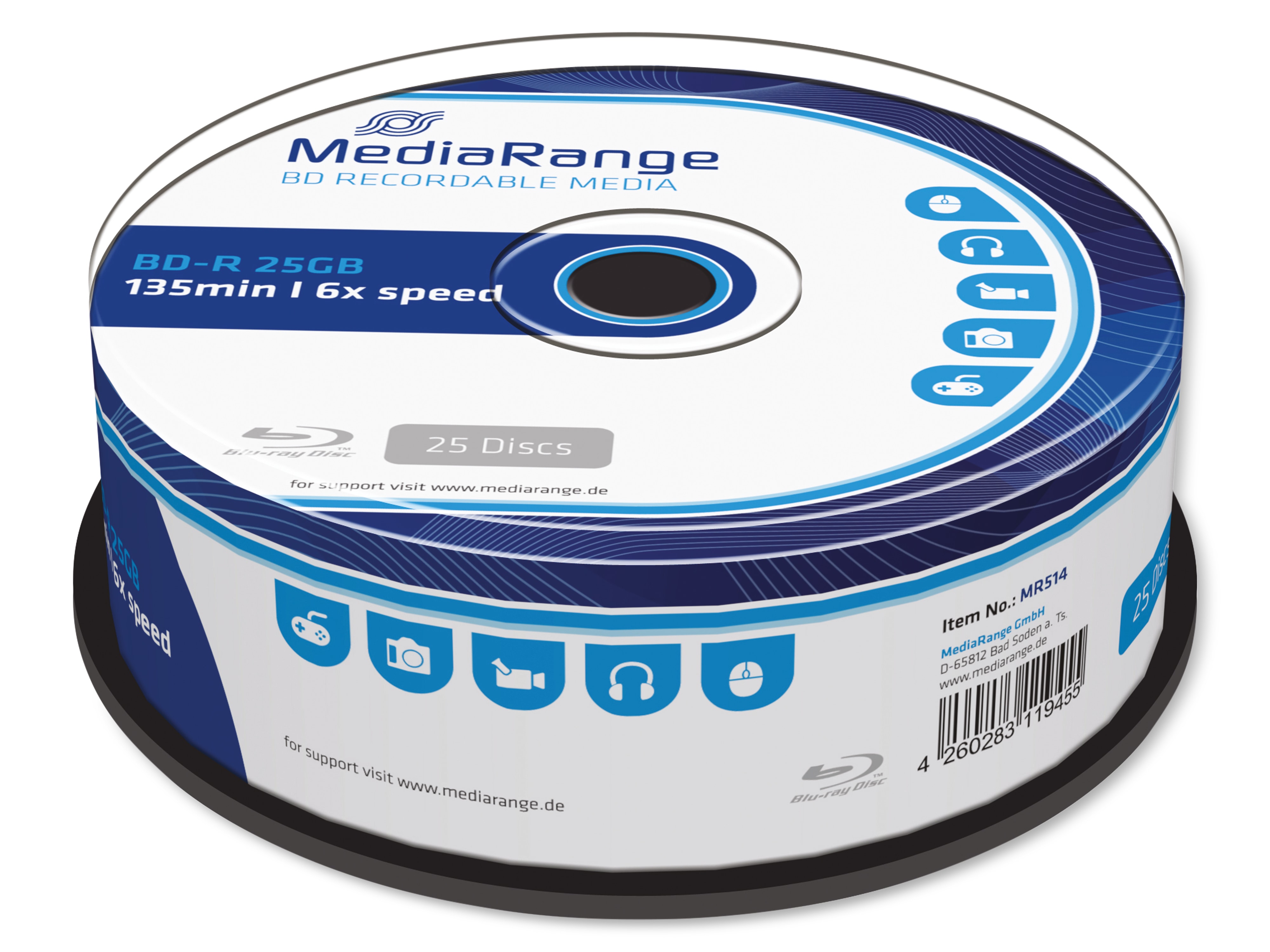 MEDIARANGE Blu-Ray Disc MR514, 25er Cakebox MEDIARANGE Blu-Ray Disc MR514, 25er Cakebox