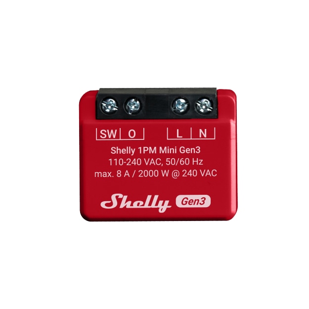 SHELLY WLAN-Schaltaktor 1PM Mini Gen 3, rot SHELLY WLAN-Schaltaktor 1PM Mini Gen 3, rot