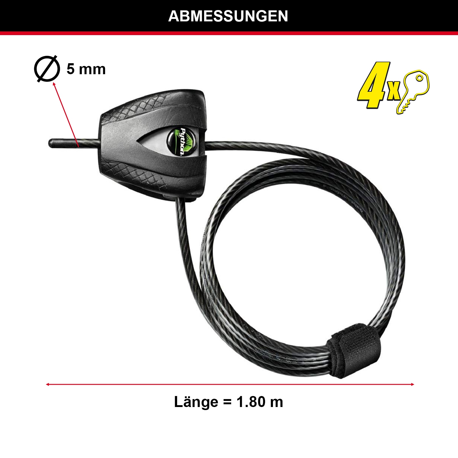 MASTERLOCK Kabelschloss 8417EURDPRO, 5mm MASTERLOCK Kabelschloss 8417EURDPRO, 5mm