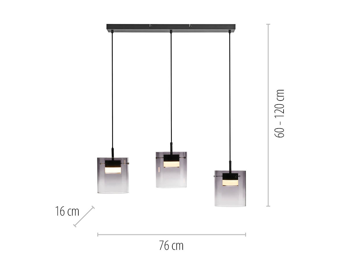 JUST LIGHT LED-Pendelleuchte 14043-18, 22,5W, 2400lm, 3000K, schwarz JUST LIGHT LED-Pendelleuchte 14043-18, 7,5W, 800lm, 3000K, schwarz