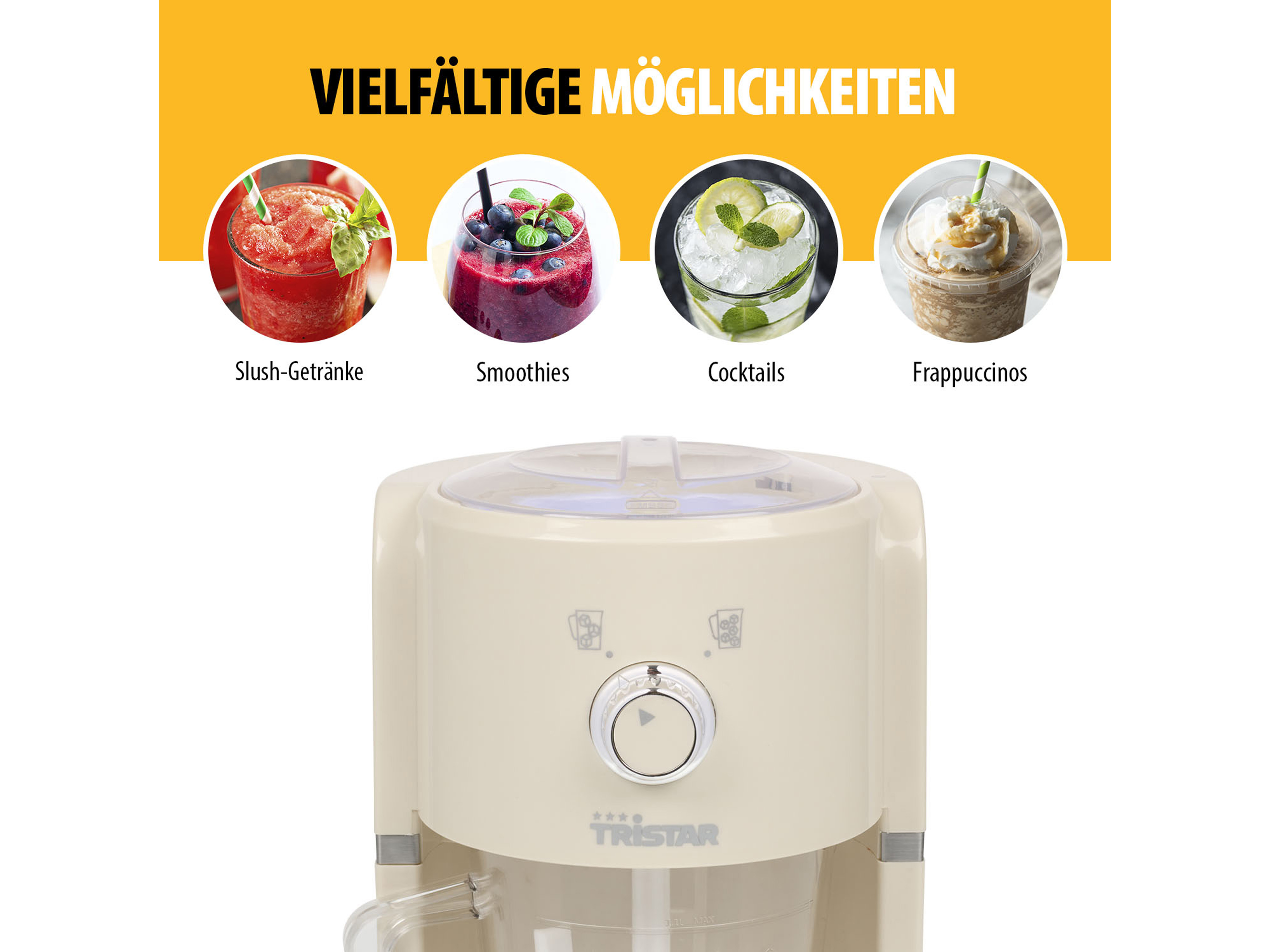 TRISTAR Slush-Eismaschine KD-7310, Slushy Maker, leistungsstarker 30W-Motor TRISTAR Slush-Eismaschine KD-7310, Slushy Maker, leistungsstarker 30W-Motor