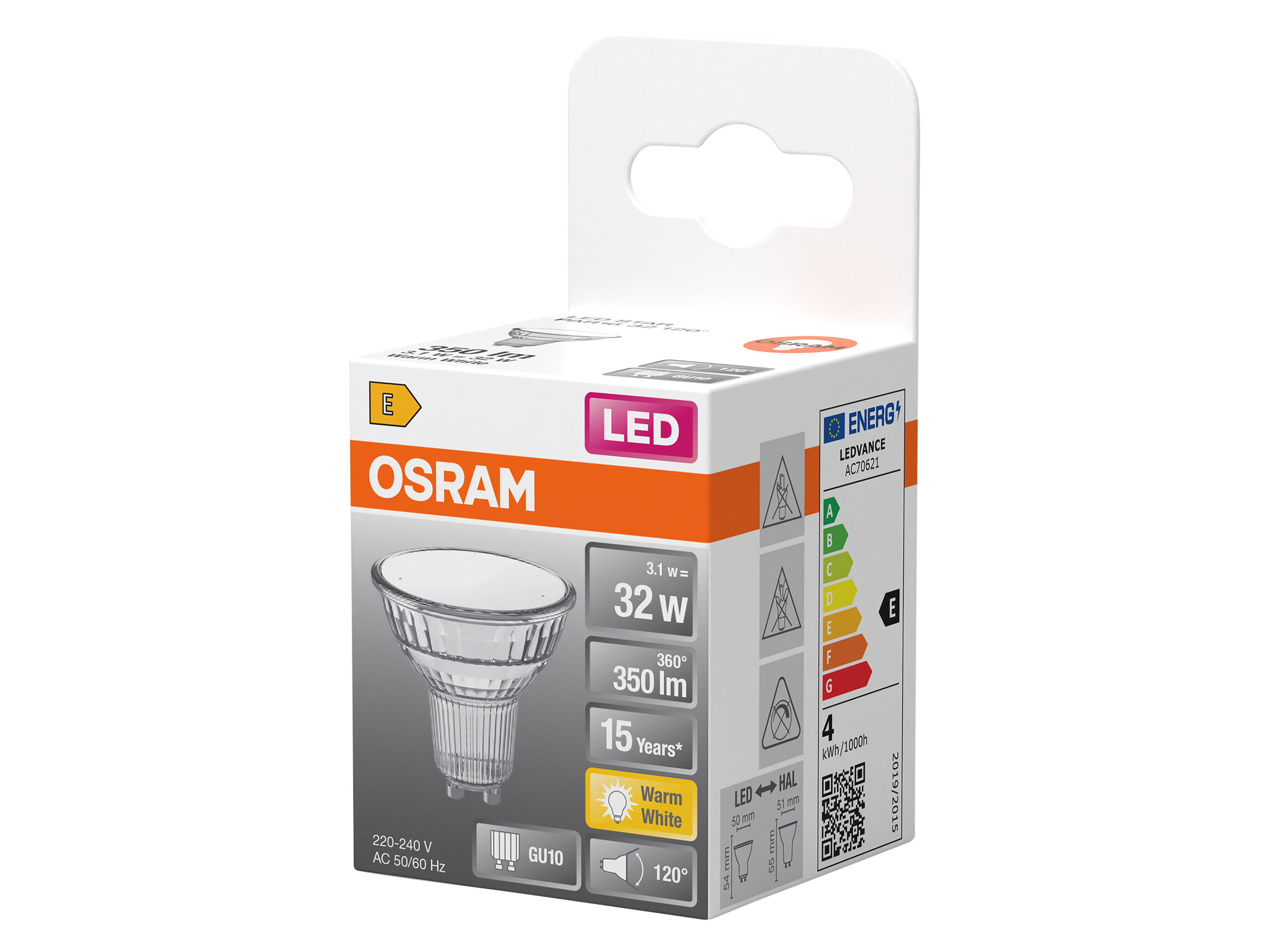 OSRAM LED-Lampe STAR, GU10, 3.1 W, 2700 K, EEK: E, 350 lm, IP20, warmweiß OSRAM LED-Lampe STAR, GU10, 3.1 W, 2700 K, EEK: E, 350 lm, IP20, warmweiß
