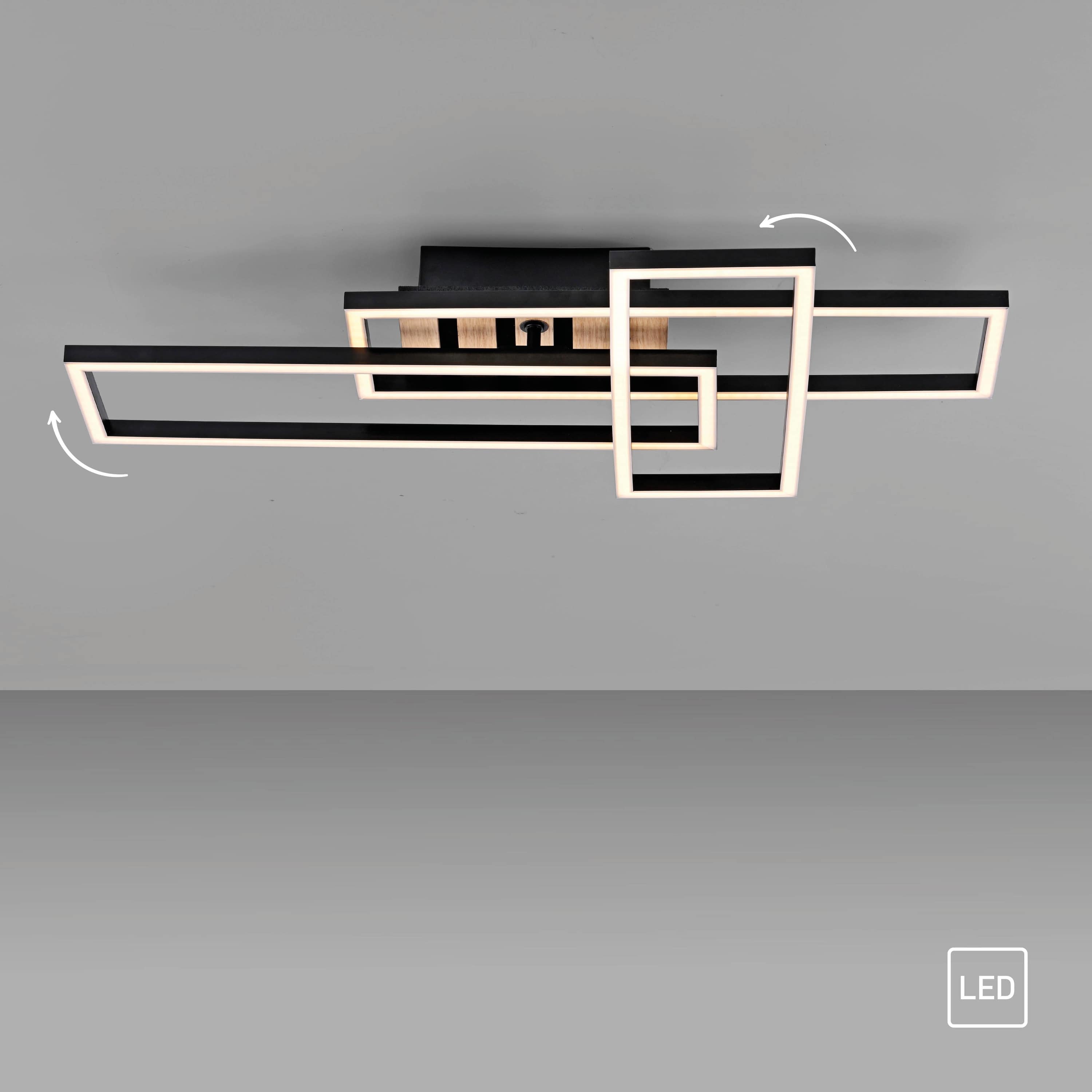 JUST LIGHT LED-Deckenleuchte 14051-79, 20,50W, 3000K, 3000lm, warmeiß, IP20, Holz/schwarz JUST LIGHT LED-Deckenleuchte 14051-79, 20,50W, 3000K, 3000lm, warmeiß, IP20, Holz/schwarz